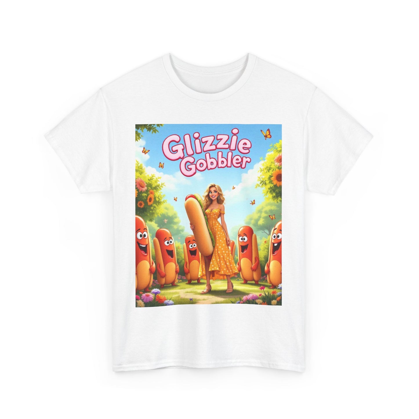 Glizzie Gobbler Unisex Cotton Tee, Fun Foodie Shirt, Summer Vibes Tee, Quirky