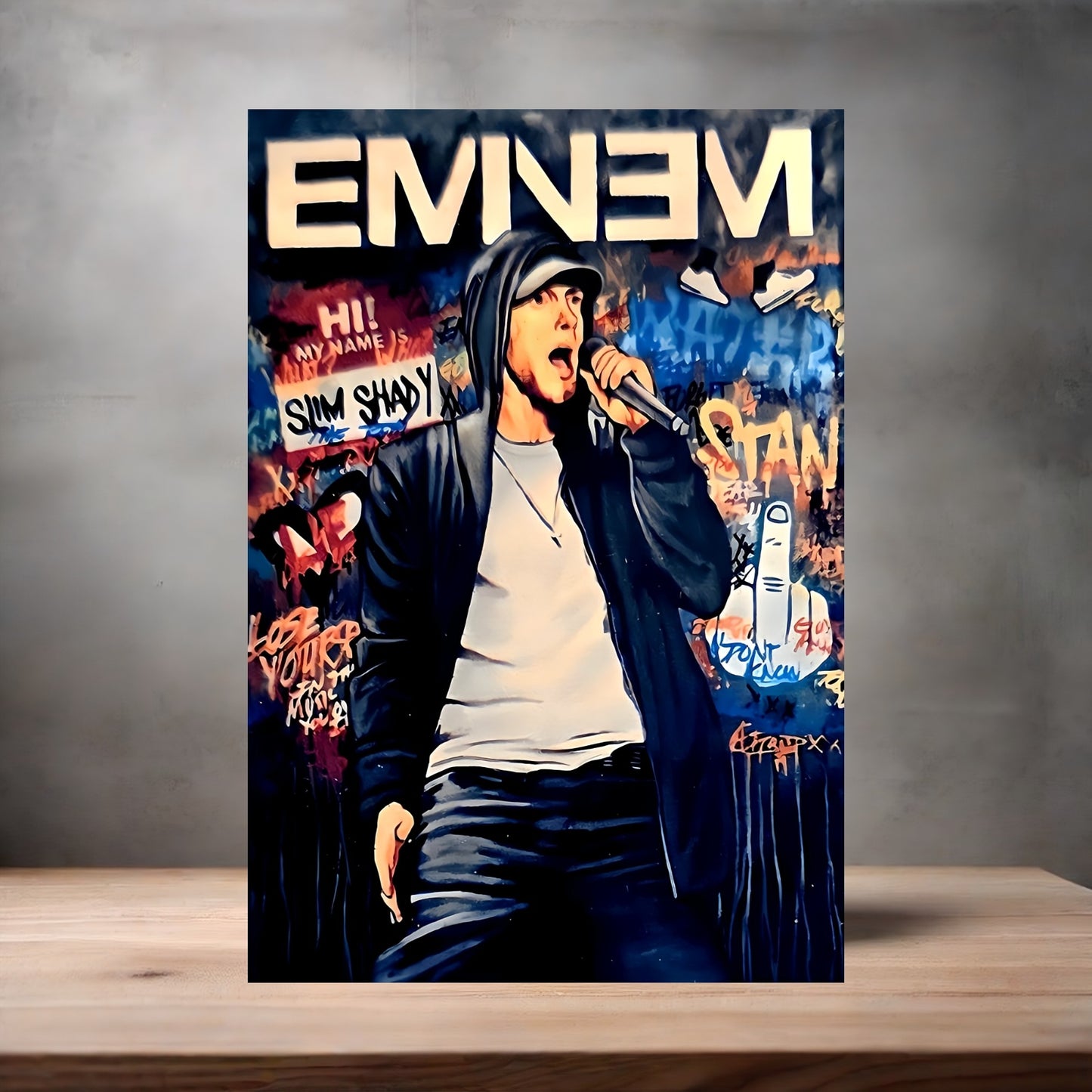 Eminem poster on aluminum print. Multiple sizes available