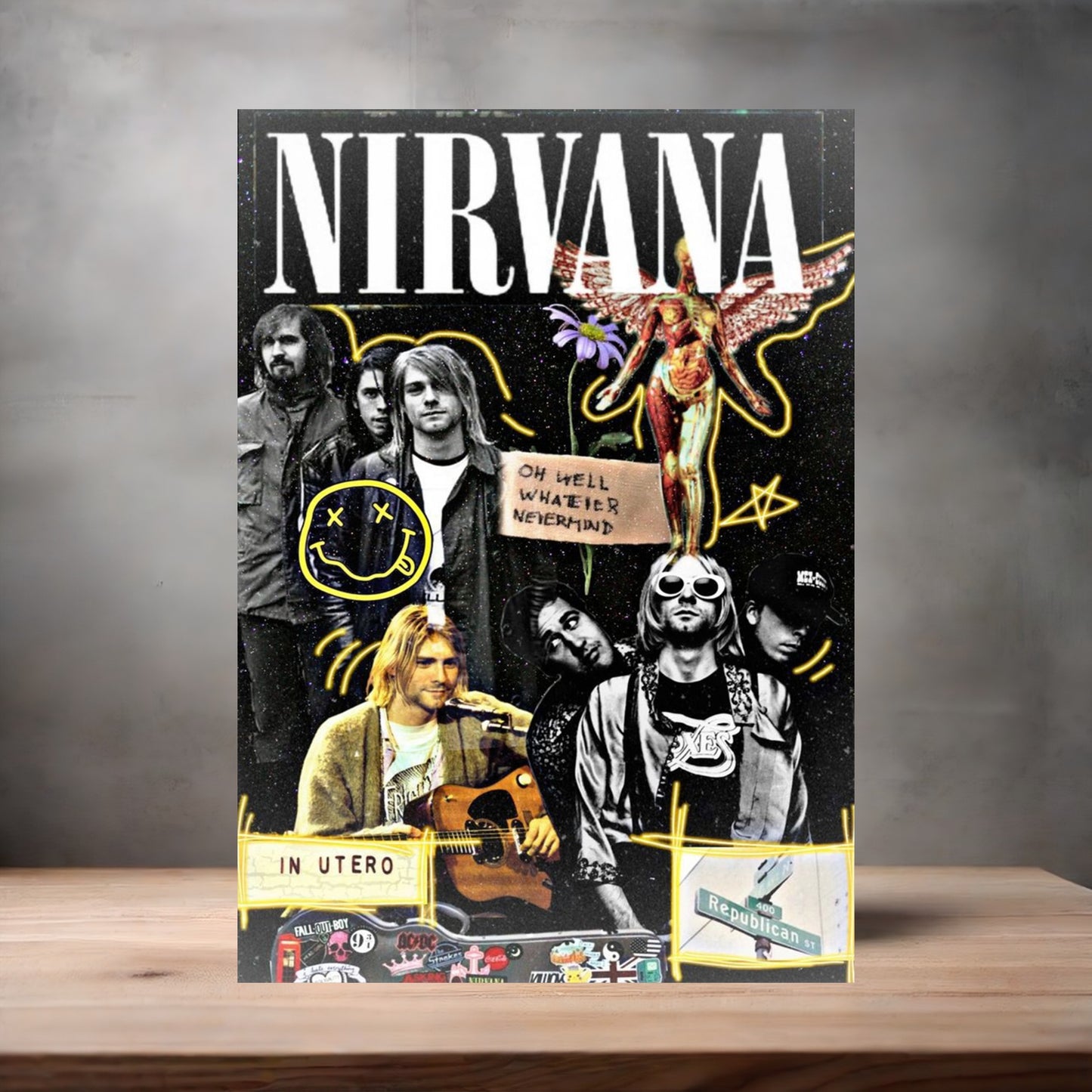 Nirvana concert Posters on aluminum print. Many options and sizes to choose from