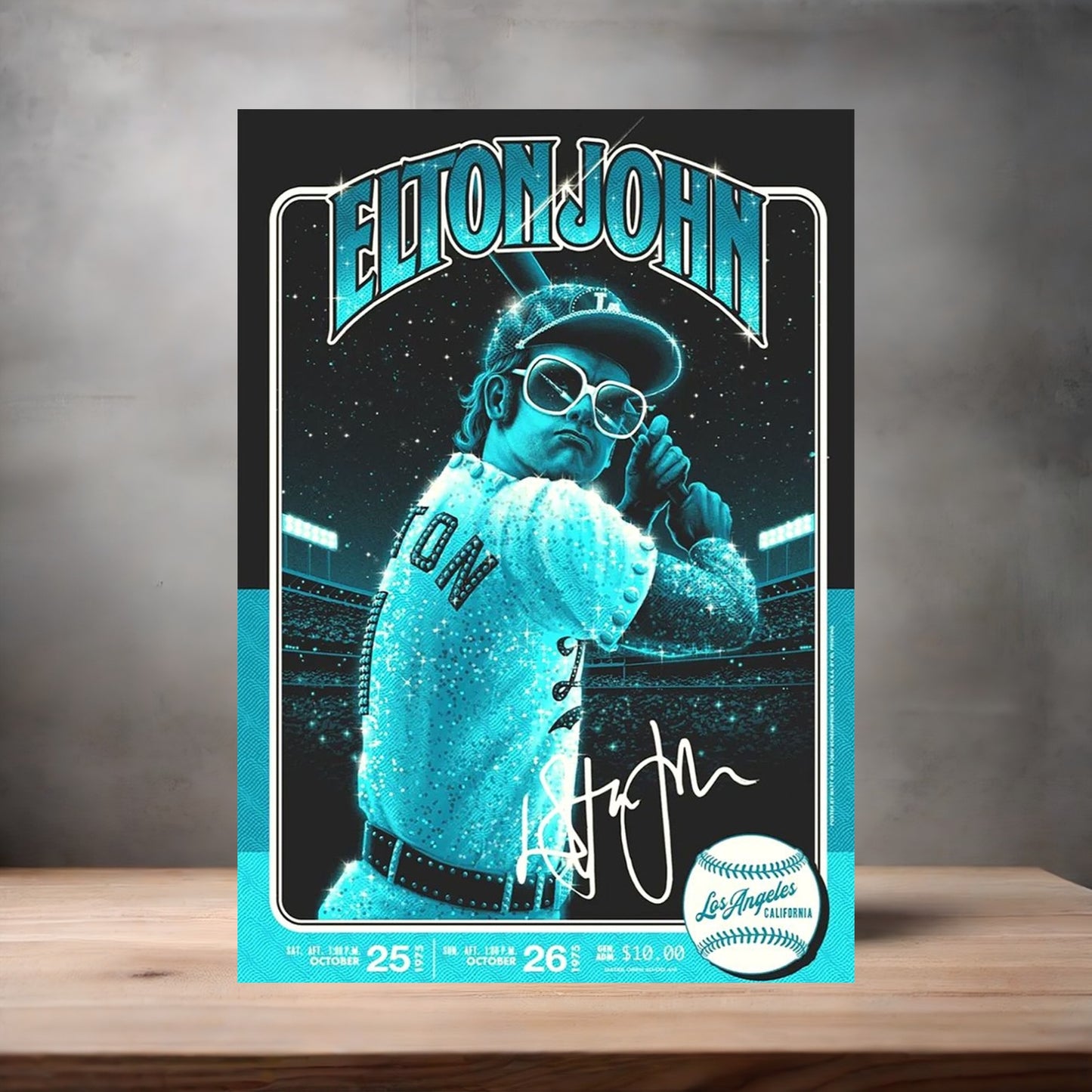 Elton John concert poster on aluminum print. Multiple sizes available