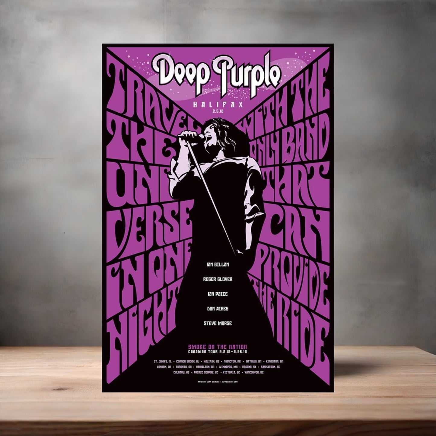 Deep Purple Canada Tour concert poster on aluminum print. Multiple sizes available.