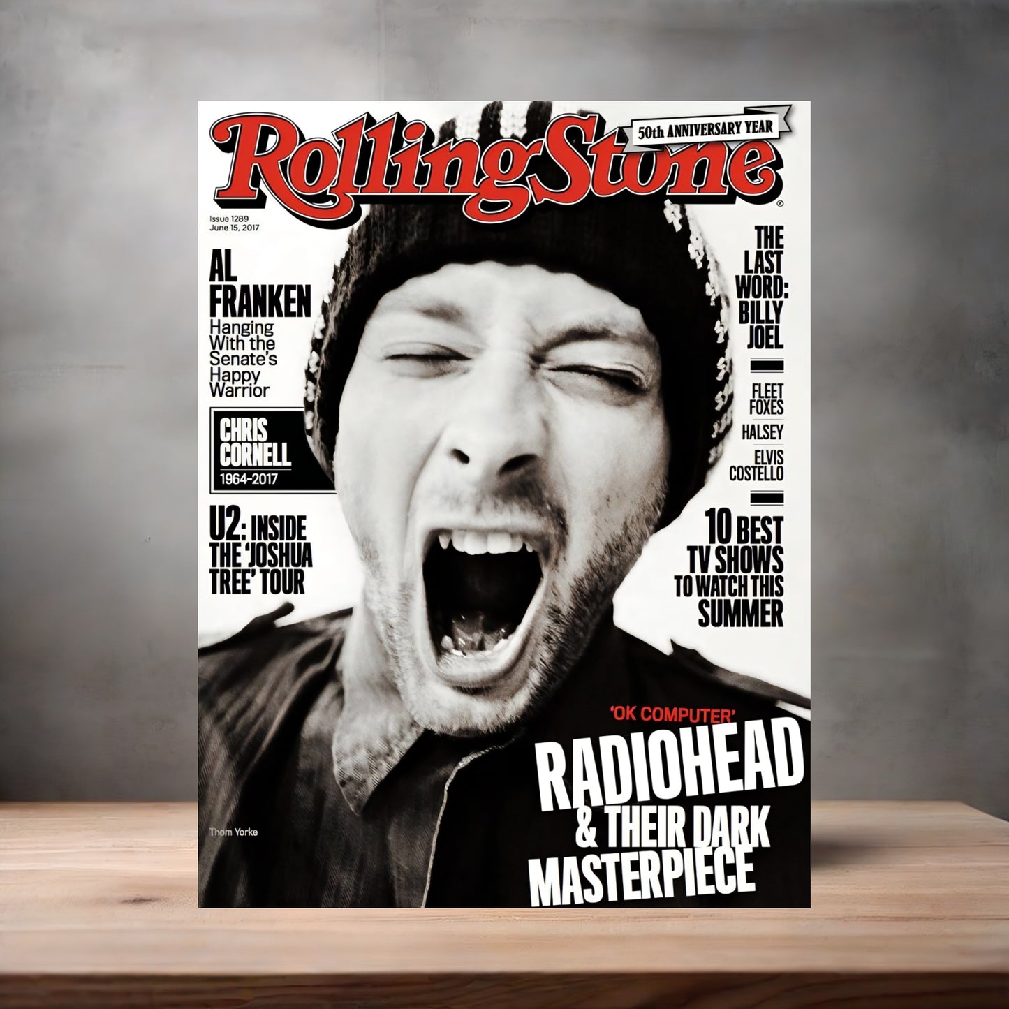 Radiohead Rolling Stone magazine poster on aluminum print. Multiple sizes available
