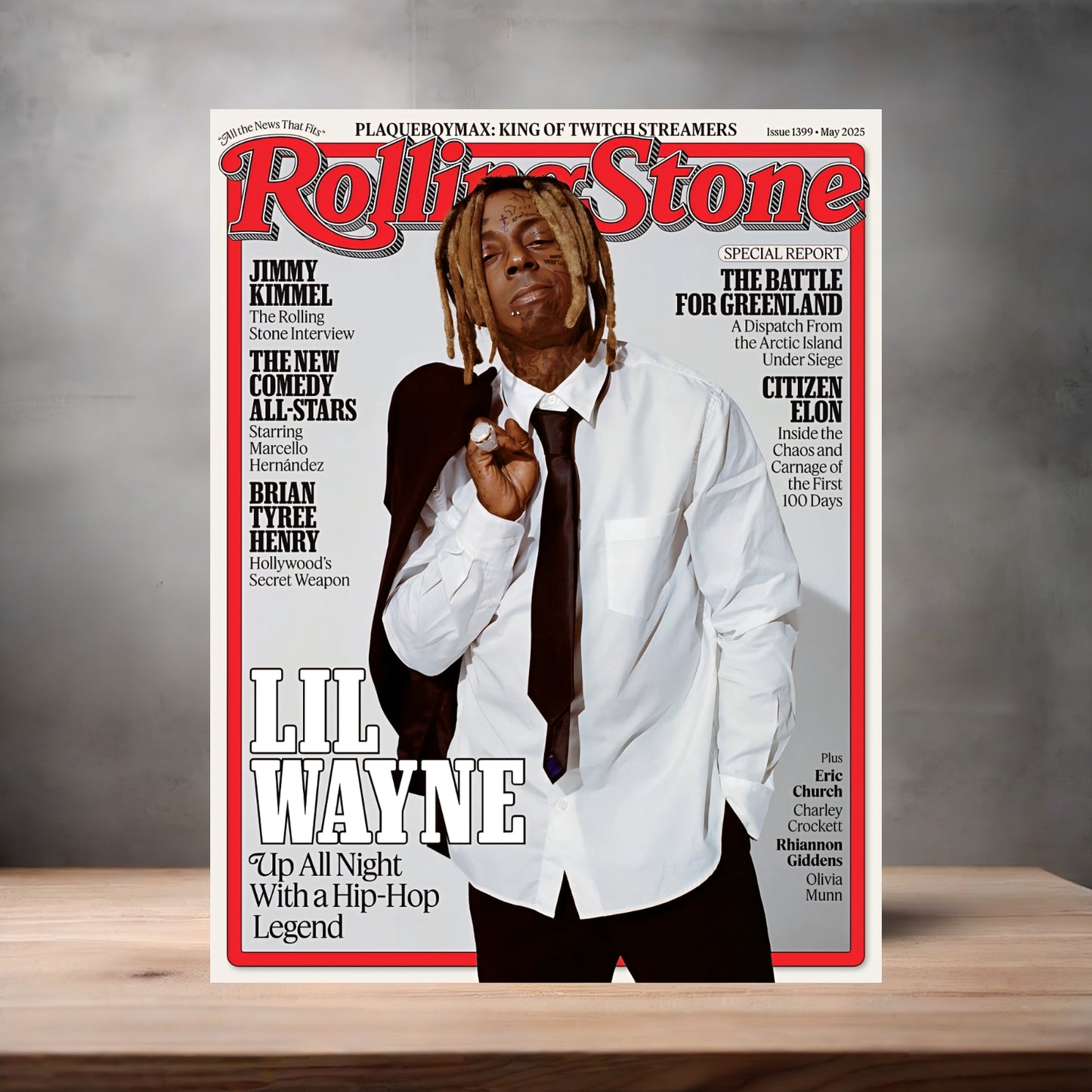 Lil Wayne Rolling Stone magazine poster on aluminum print. Multiple sizes available