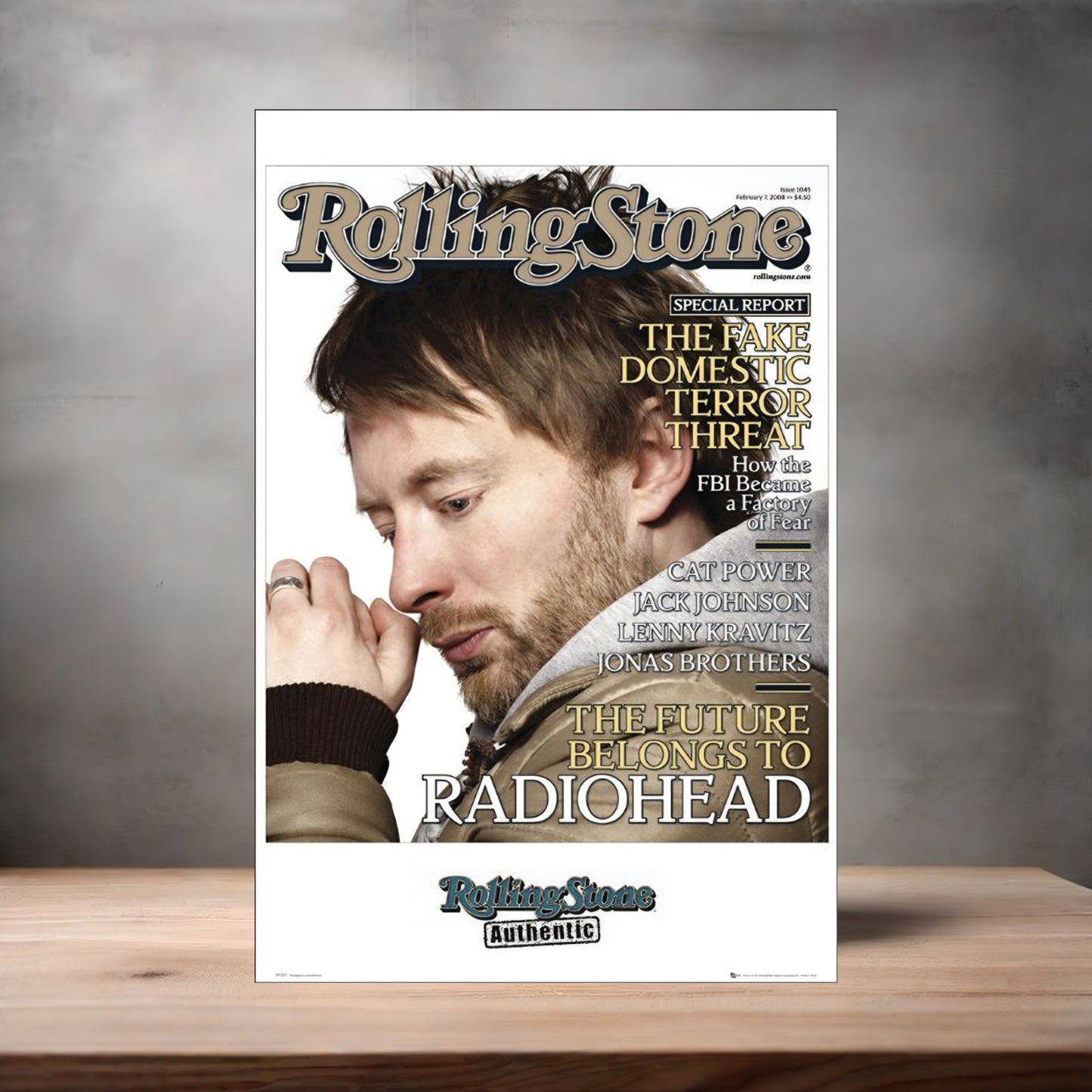 Radiohead Rolling Stone magazine poster on aluminum print. Multiple sizes available
