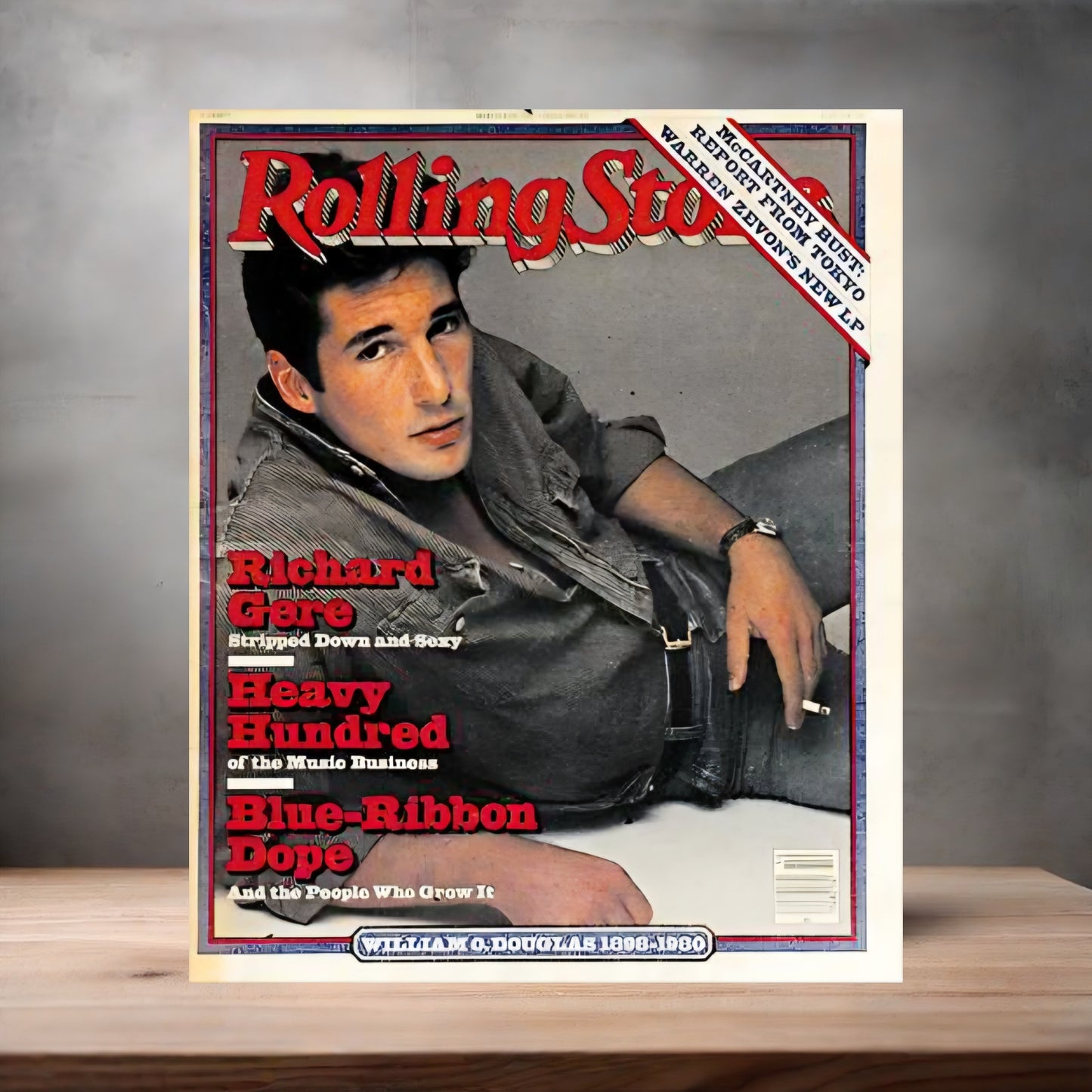 Richard Gere Rolling Stone magazine poster on aluminum print. Multiple sizes available