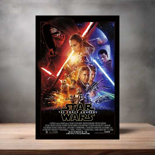 Star Wars The Force Awakens movie poster on aluminum print. Multiple sizes available.