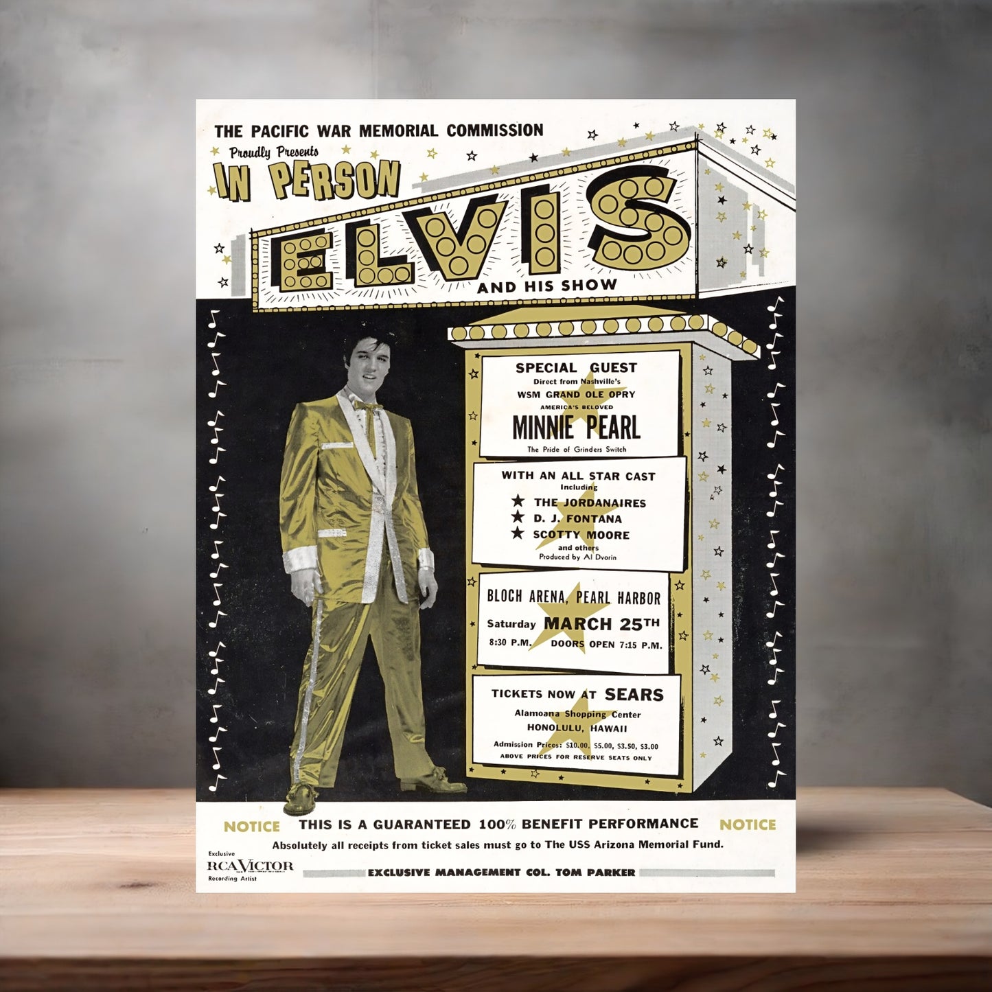 Elvis Presley Concert poster on aluminum print. Multiple sizes available
