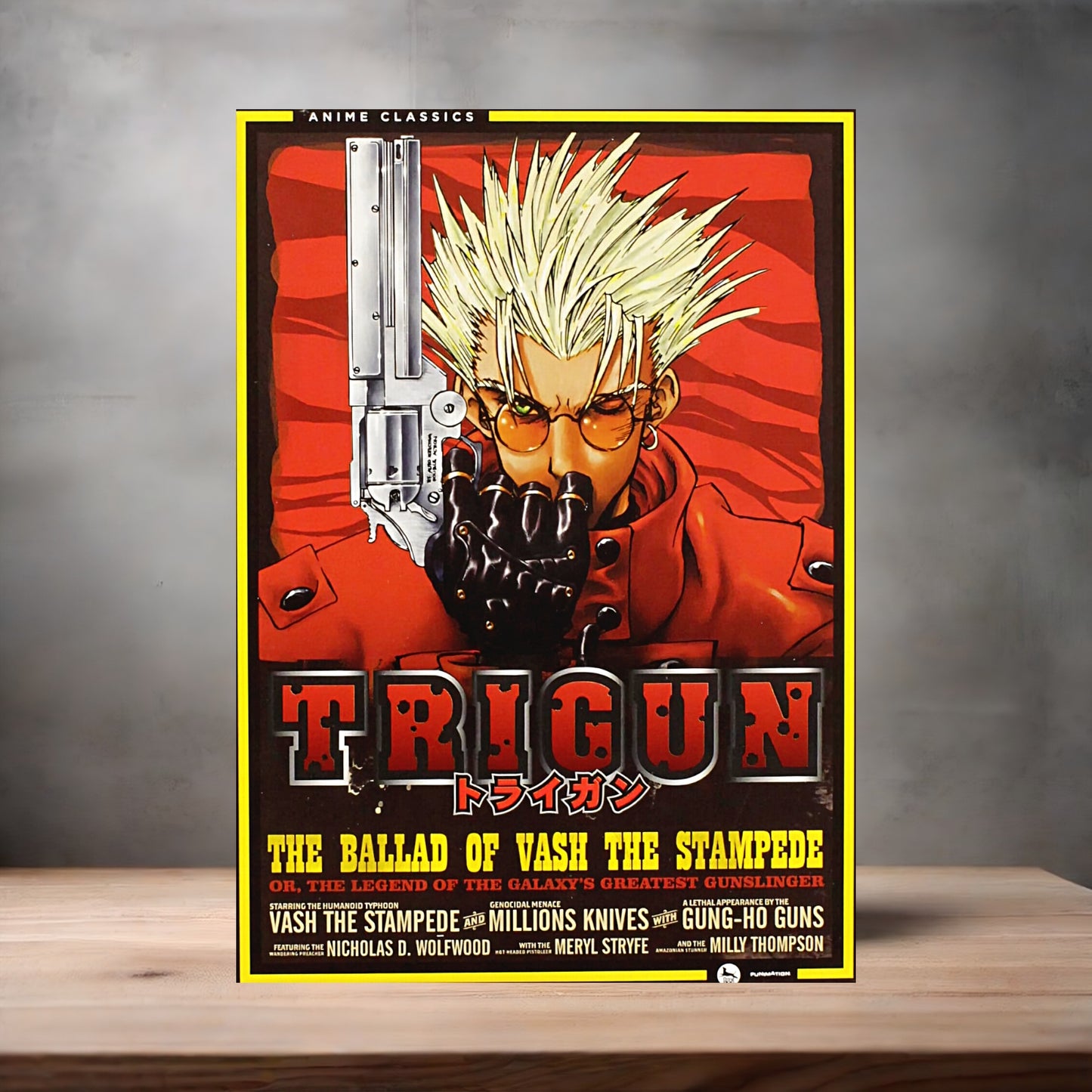 Trigun Anime poster on aluminum print. Multiple styles and sizes available