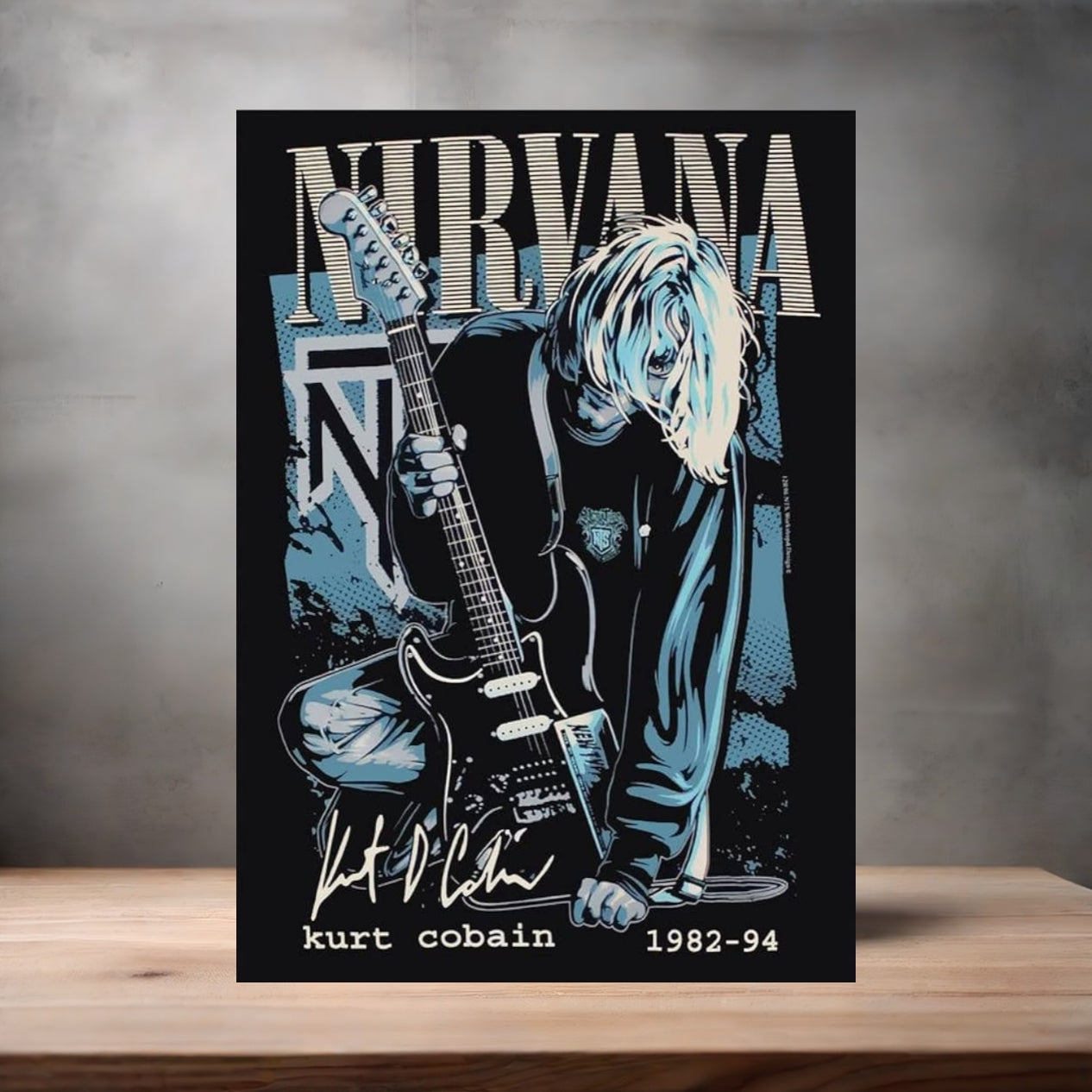 Nirvana Kurt Cobain poster on aluminum print. Multiple sizes available