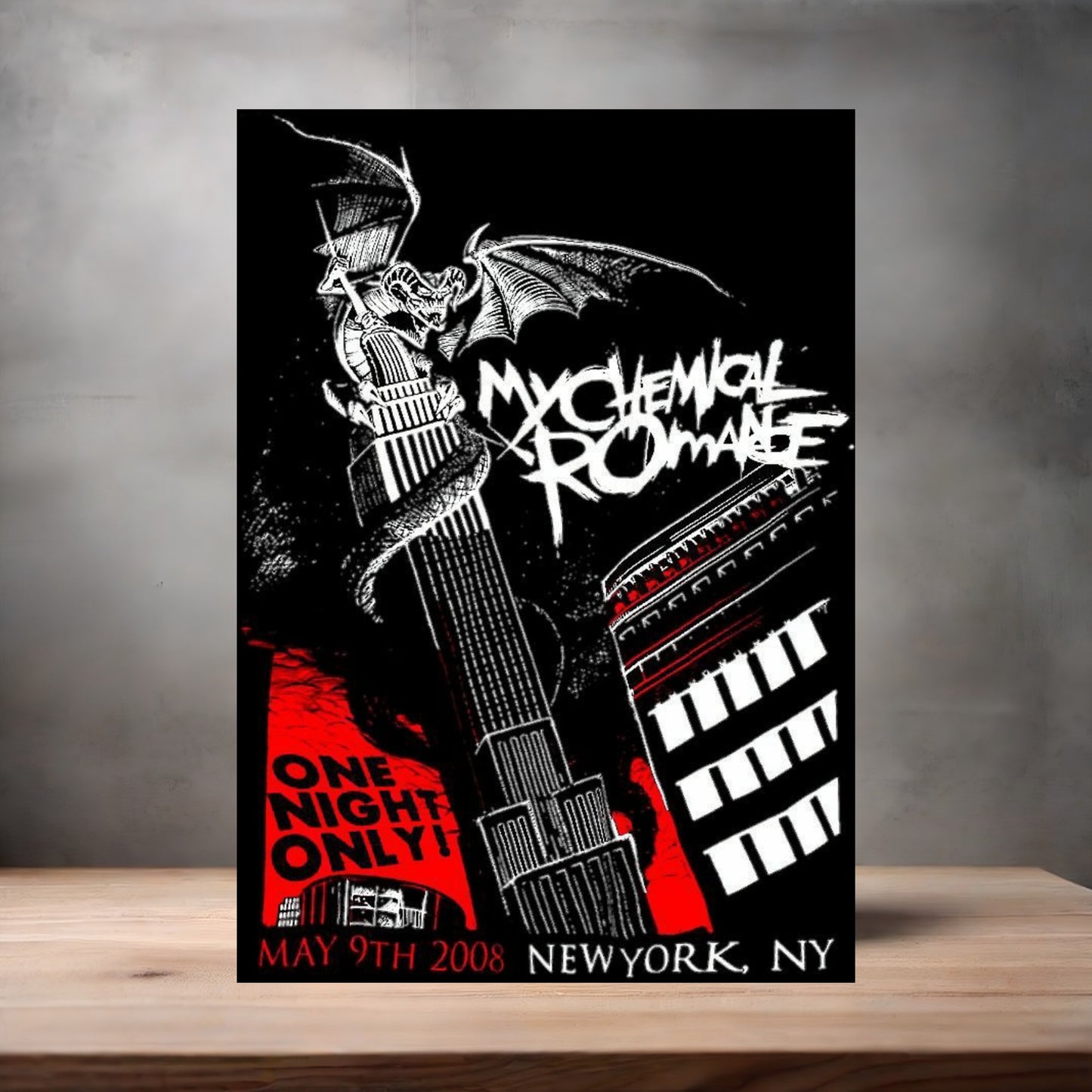 My Chemical Romance 2008 New York concert poster on aluminum print. Multiple sizes available
