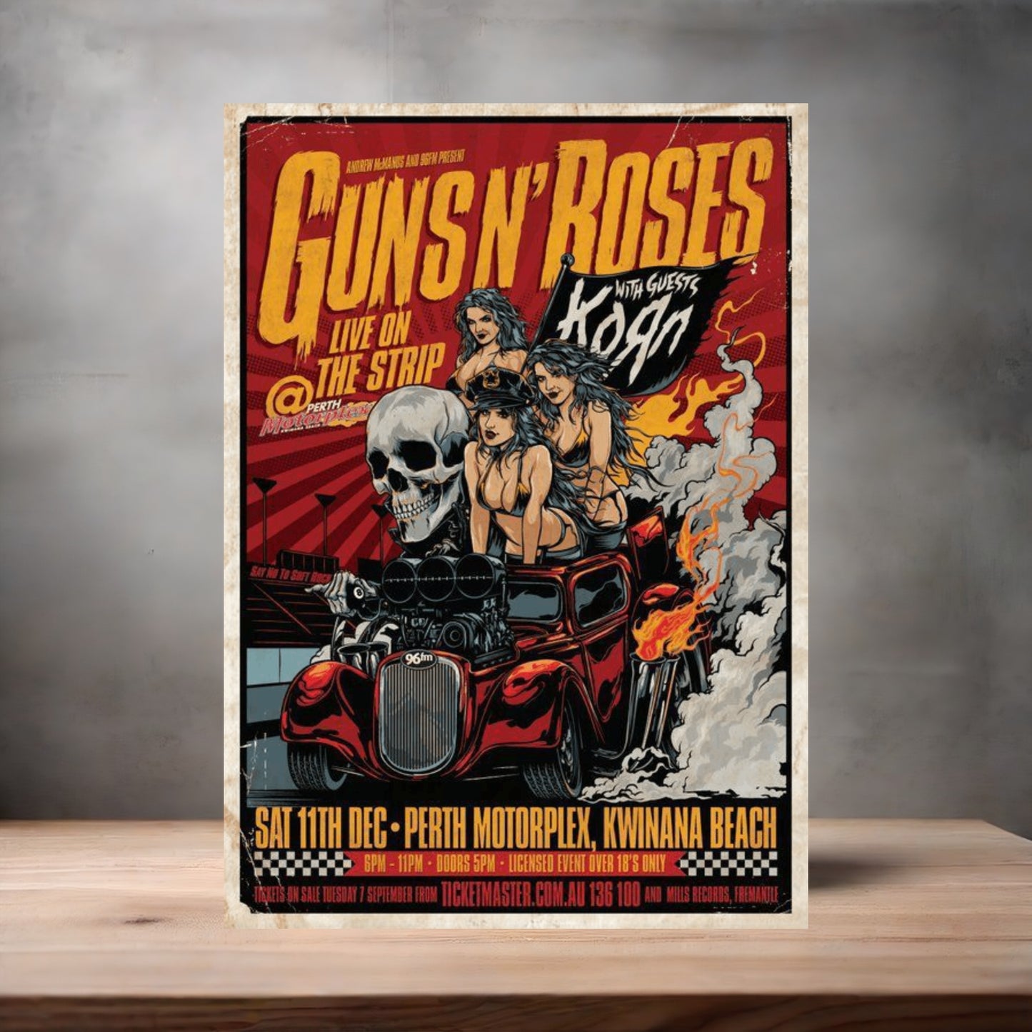 Guns n Roses with Korn concert poster on aluminum print. Multiple sizes available