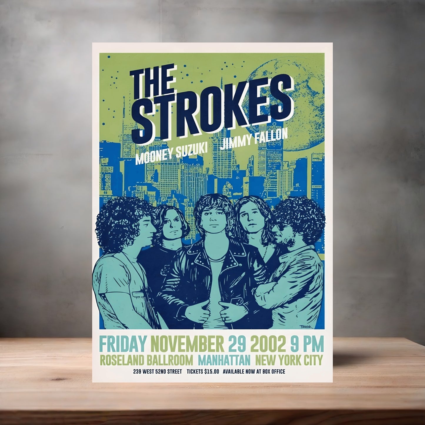 The Strokes Roseland Ballroom concert poster on aluminum print. Multiple sizes available