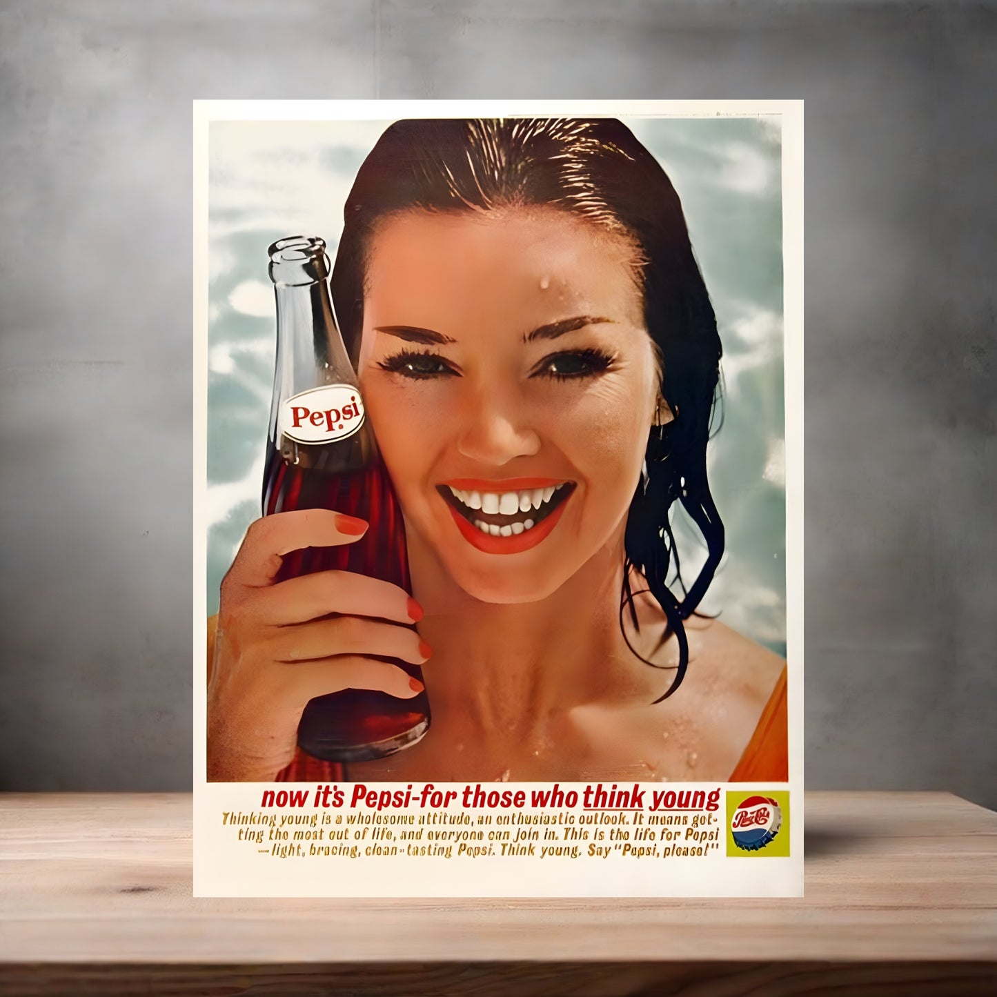 Vintage Pepsi ad poster on aluminum print. Multiple sizes available