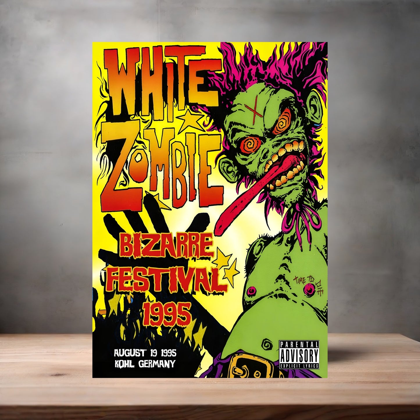 White Zombie Bizarre Festival 1995 concert poster on aluminum print. Multiple sizes available