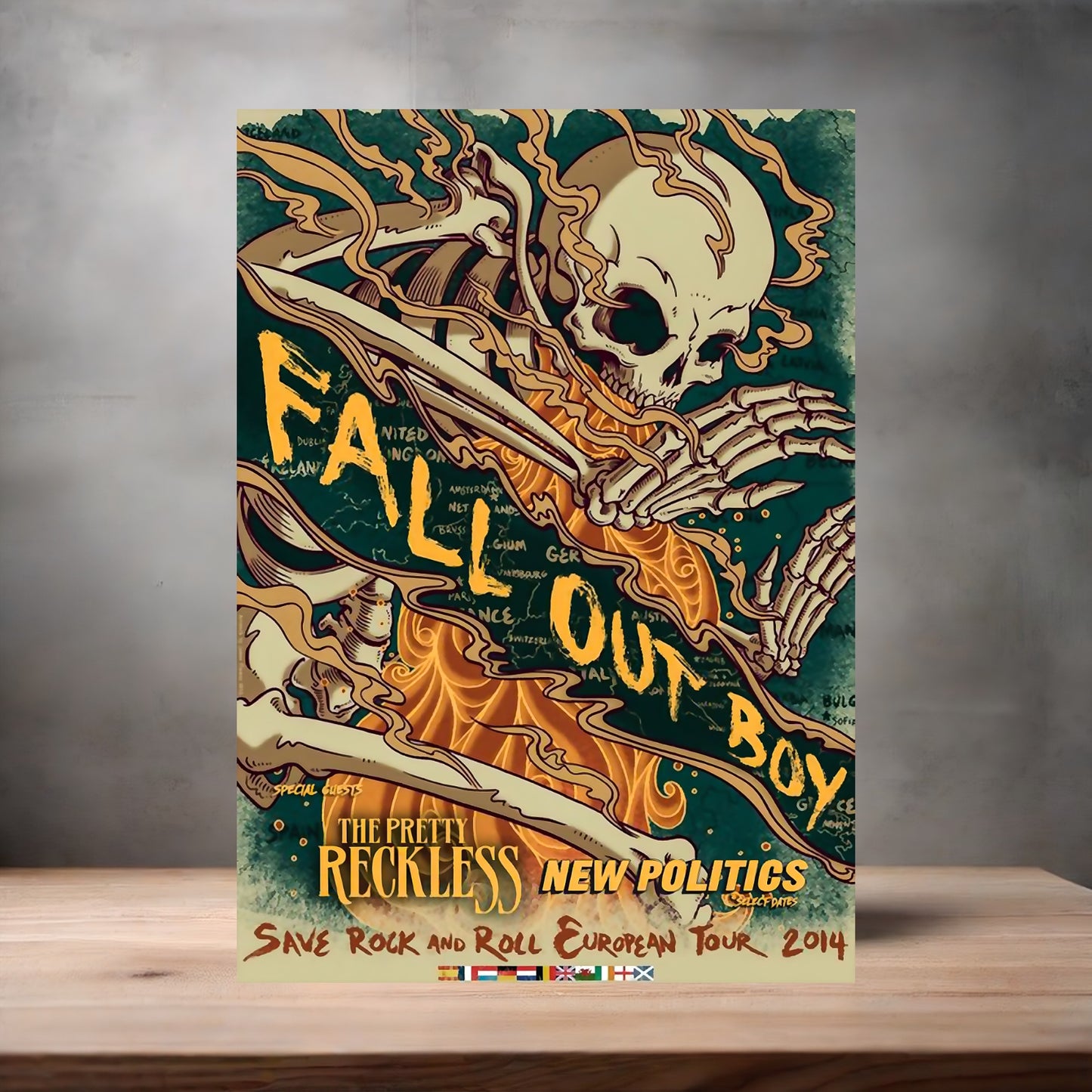 Fall Out Boy 2014 Tour poster on aluminum print. Multiple sizes available