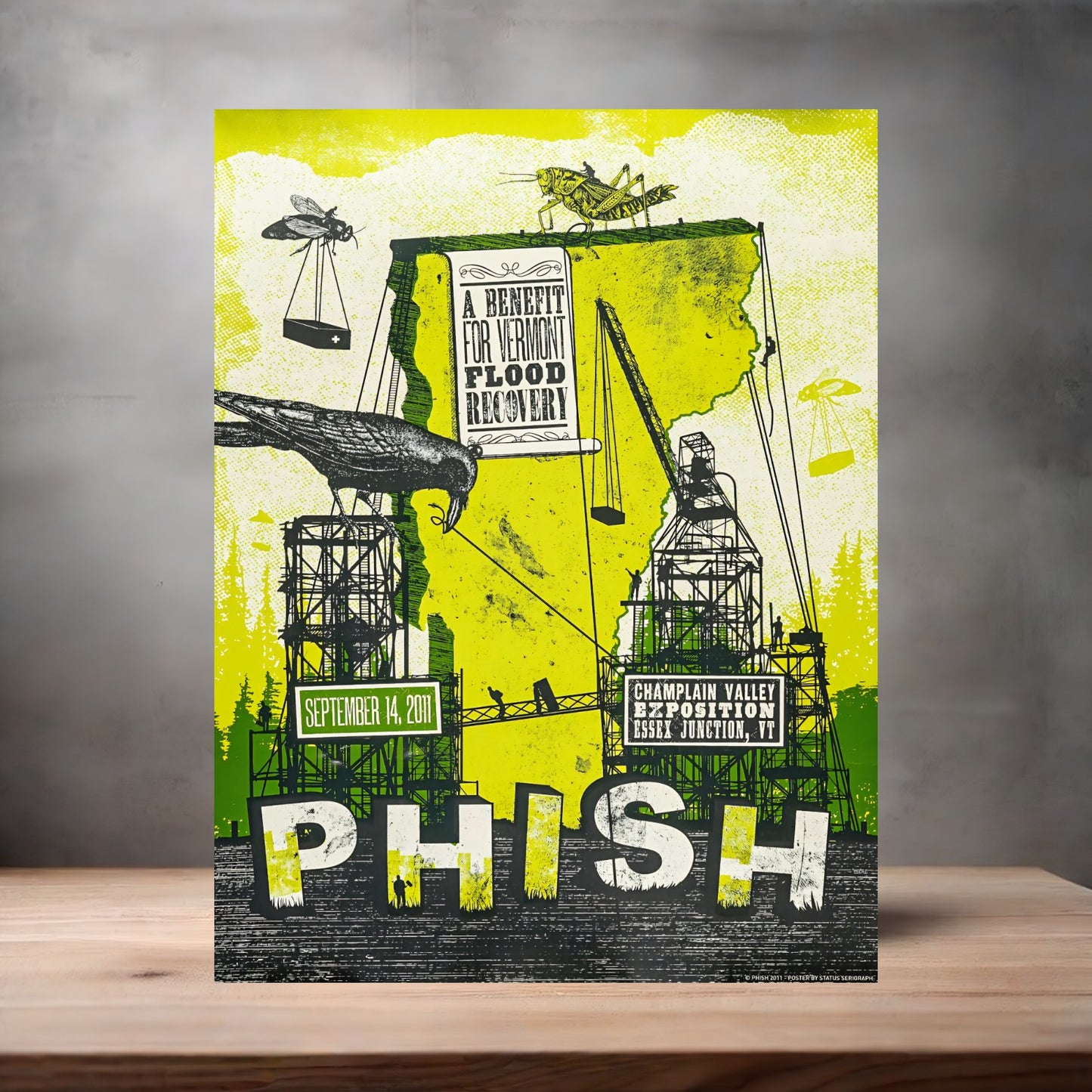Phish Vermont concert poster on aluminum print. Multiple sizes available