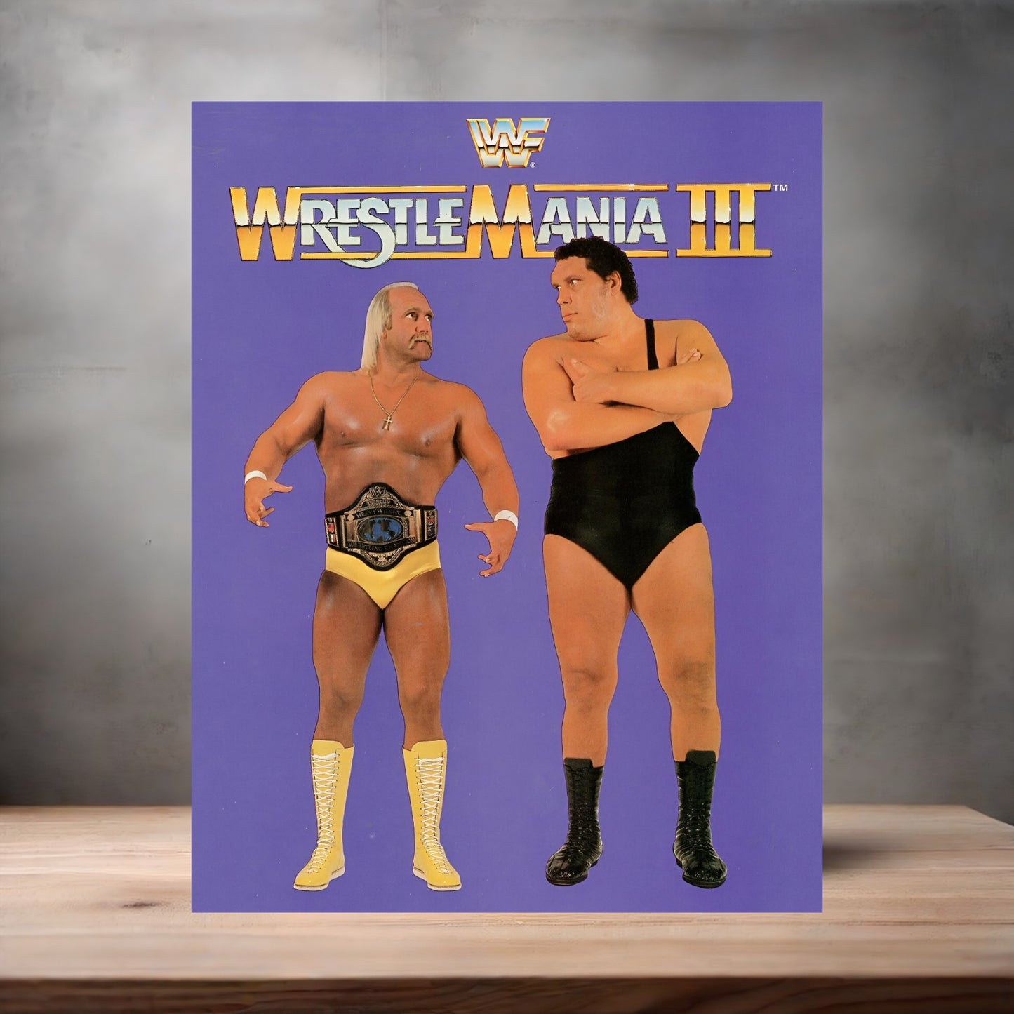 Wrestlemania Hulk Hogan and Andre the Giant poster on aluminum print. Multiple sizes available