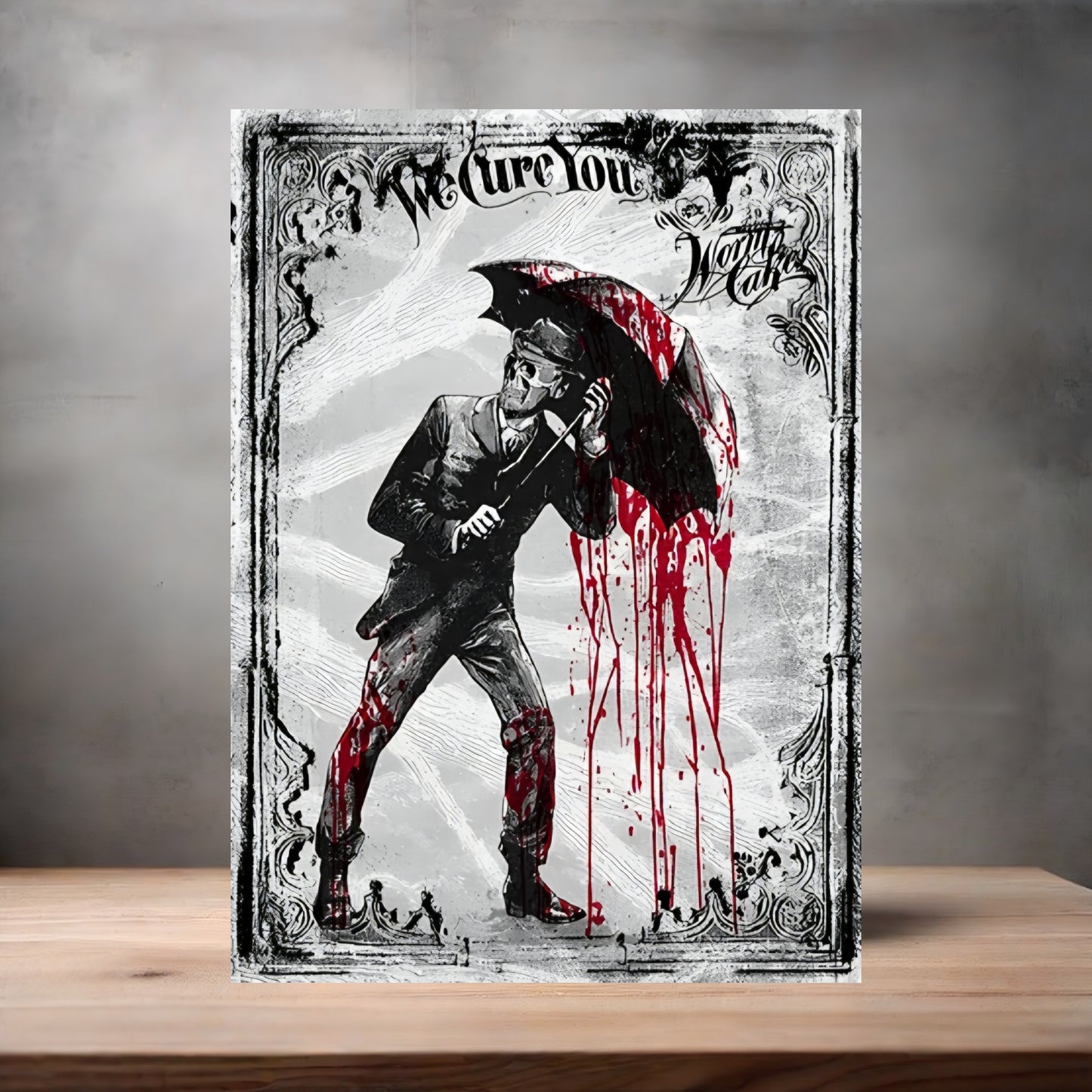 My Chemical Romance We cure you with cake poster on aluminum print. Multiple sizes available