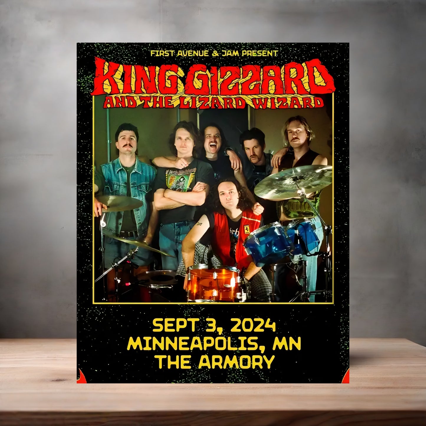 King Gizzard and the Lizard Wizard Minneapolis concert poster on aluminum print. Multiple sizes available.