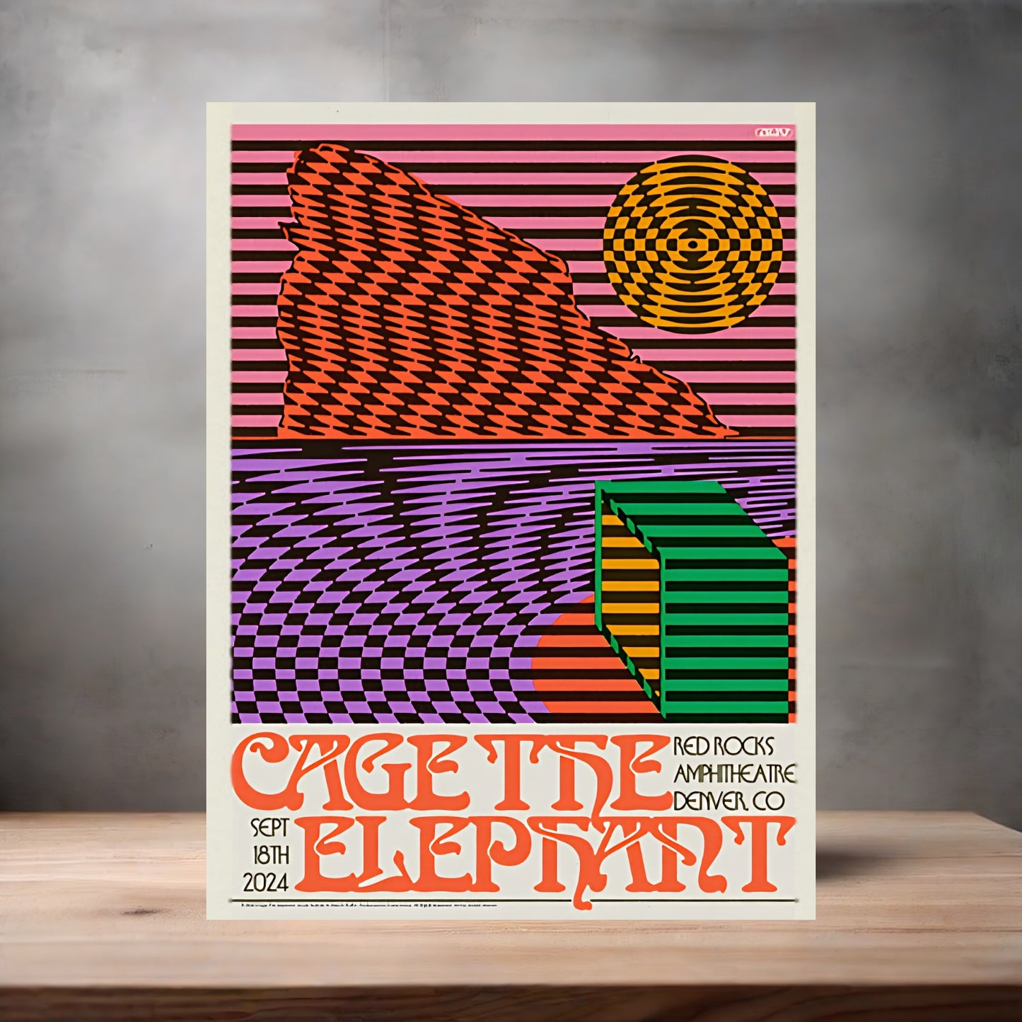 Cage the Elephant Red Rocks Denver CO concert poster on aluminum print. Multiple sizes available