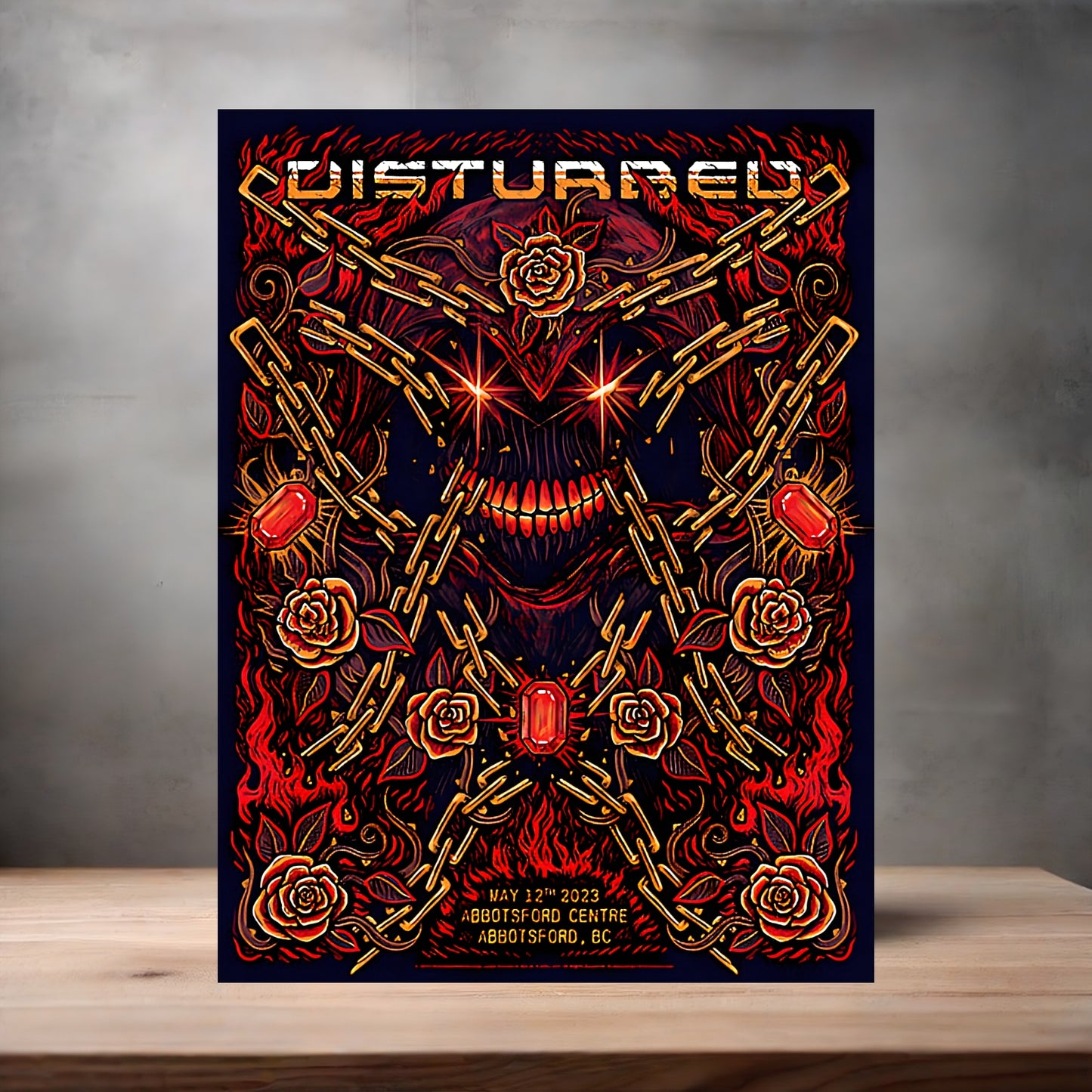 Disturbed concert poster on aluminum print. Multiple sizes available