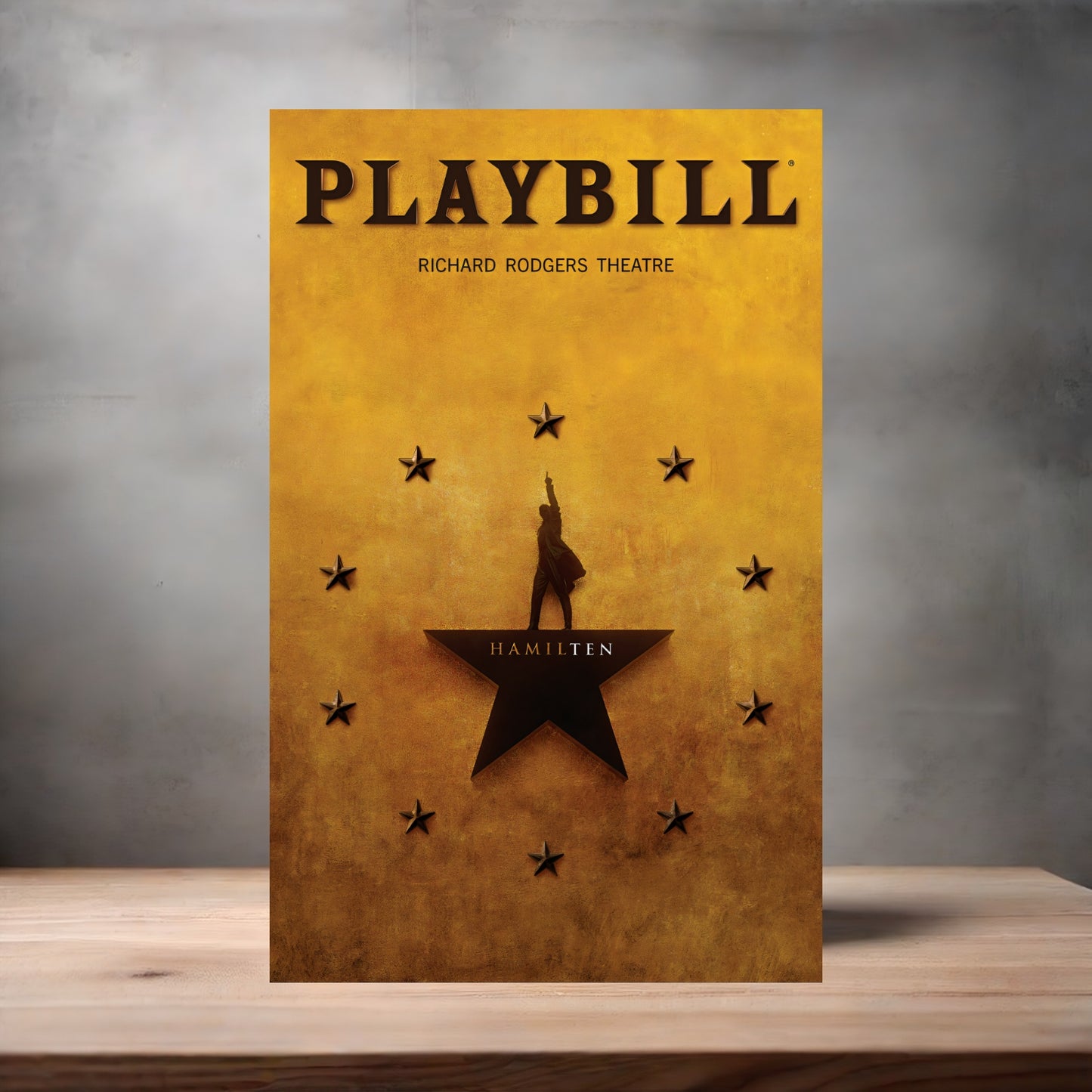 Playbill Hamilton poster on aluminum print. Multiple sizes available