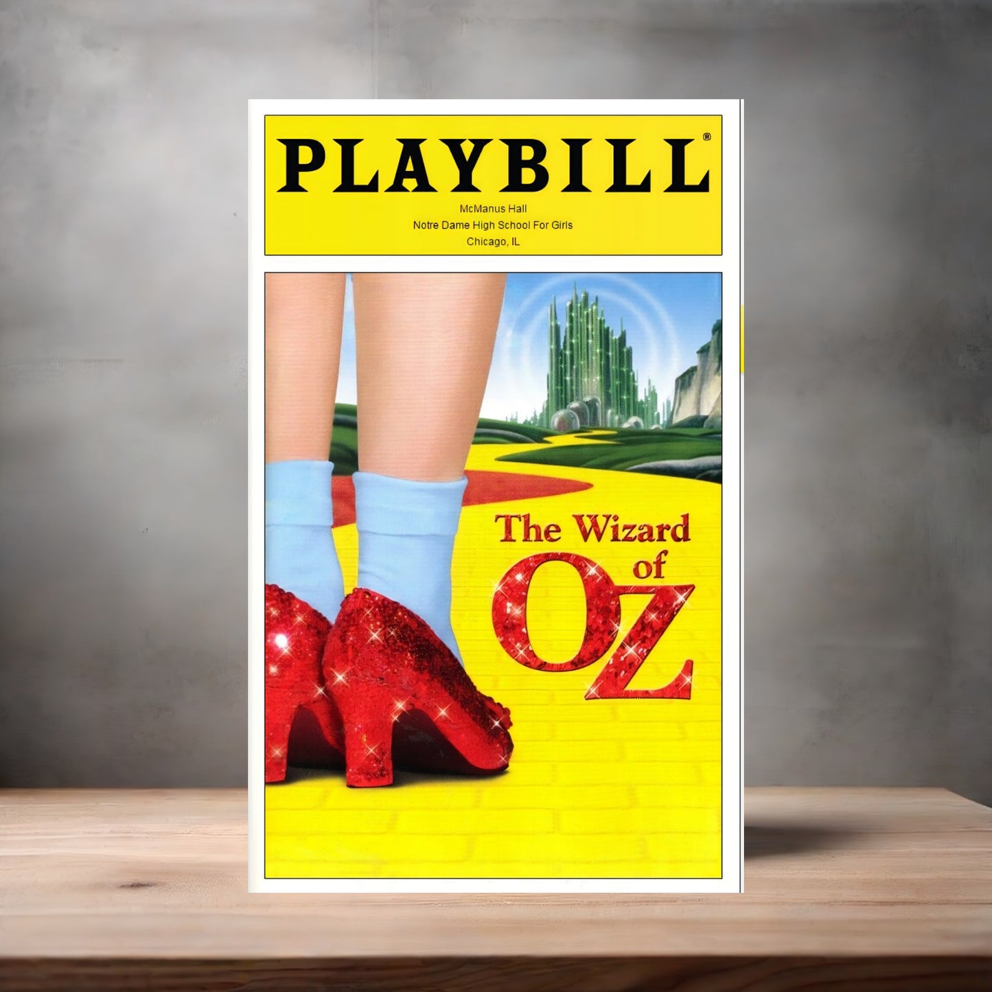Playbill Wizard of Oz poster on aluminum print. Multiple sizes available