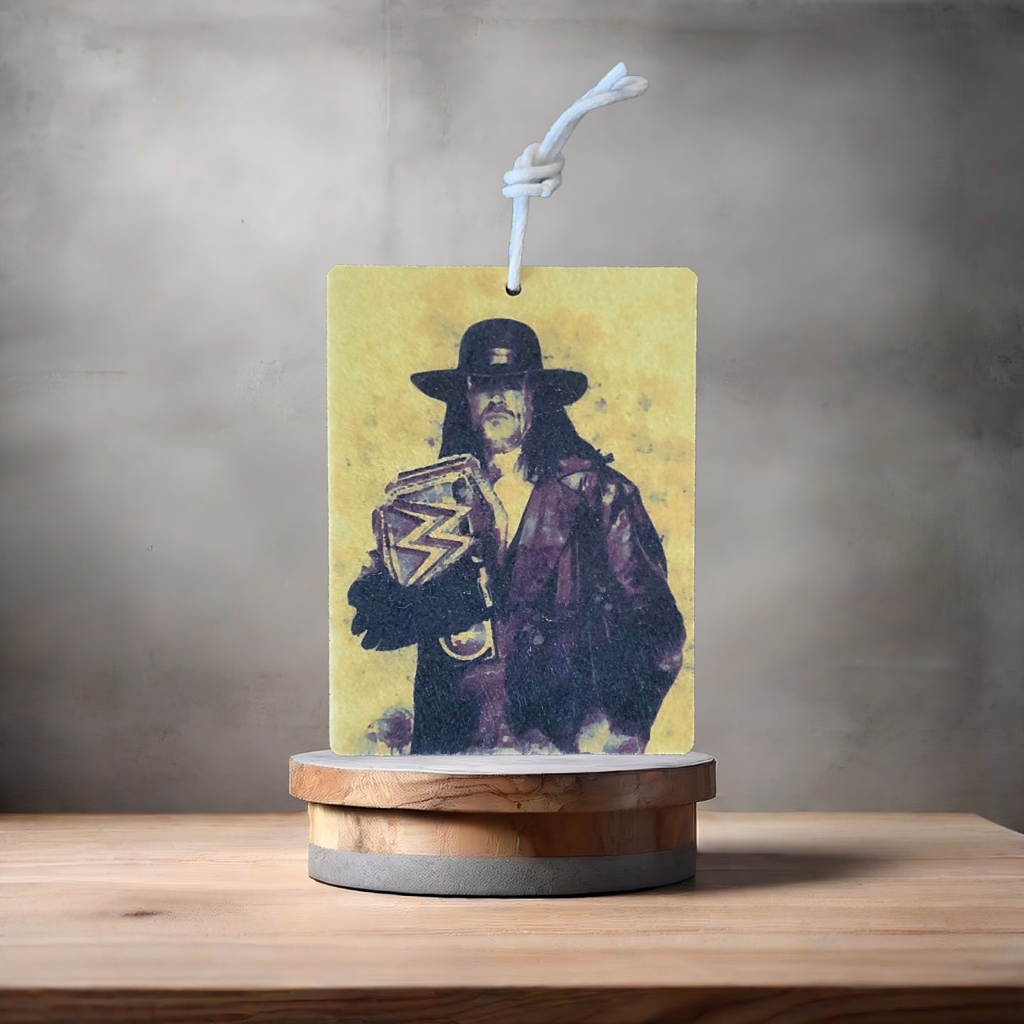 The Undertaker wrestling photo on car air freshener. Many scents to choose from