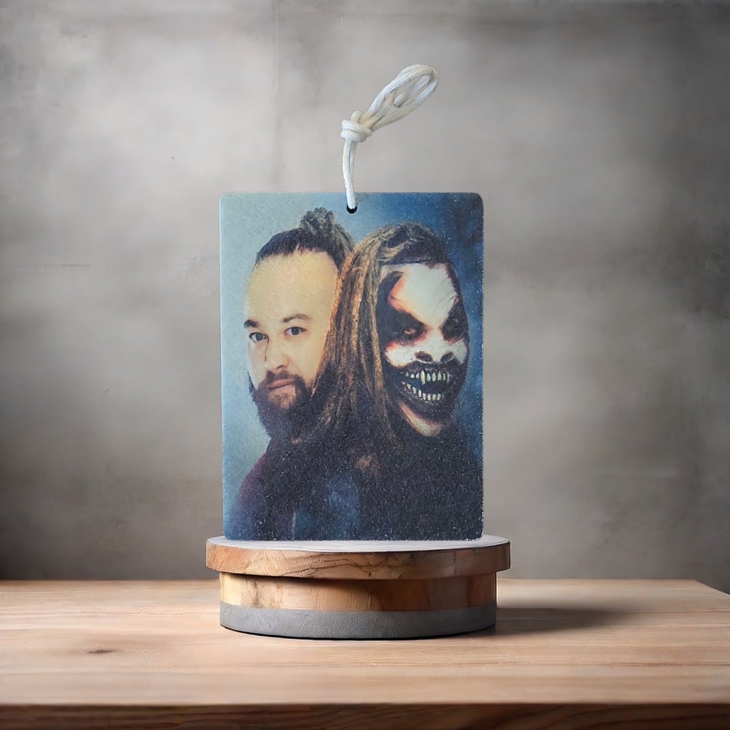 Bray Wyatt and Fiend wrestling photo on car air freshener. Many scents to choose from