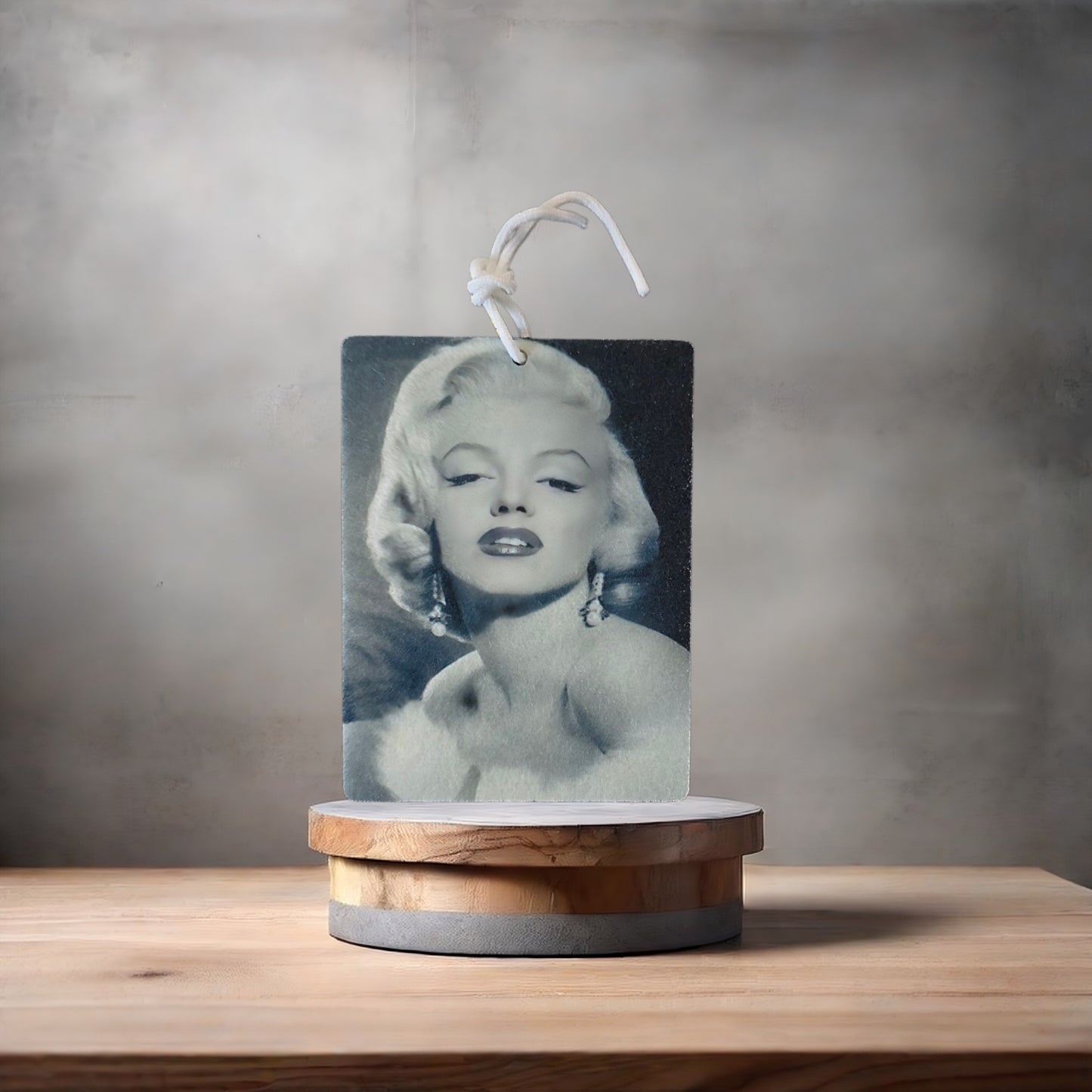 Marilyn Monroe black and white photo on car air fresheners. Many scents to choose from