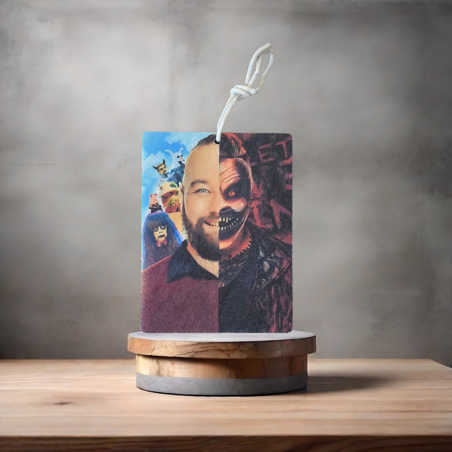 Bray Wyatt and the Fiend wrestling photo on car air freshener. Many scents to choose from