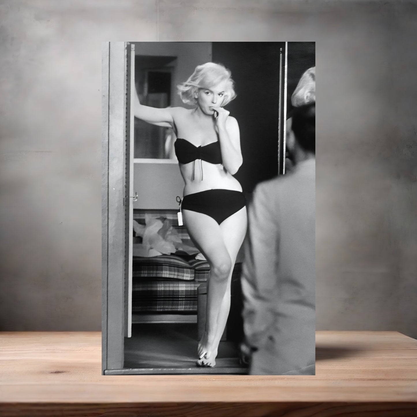 Marilyn Monroe sexy black bikini poster on aluminum print. Multiple sizes available