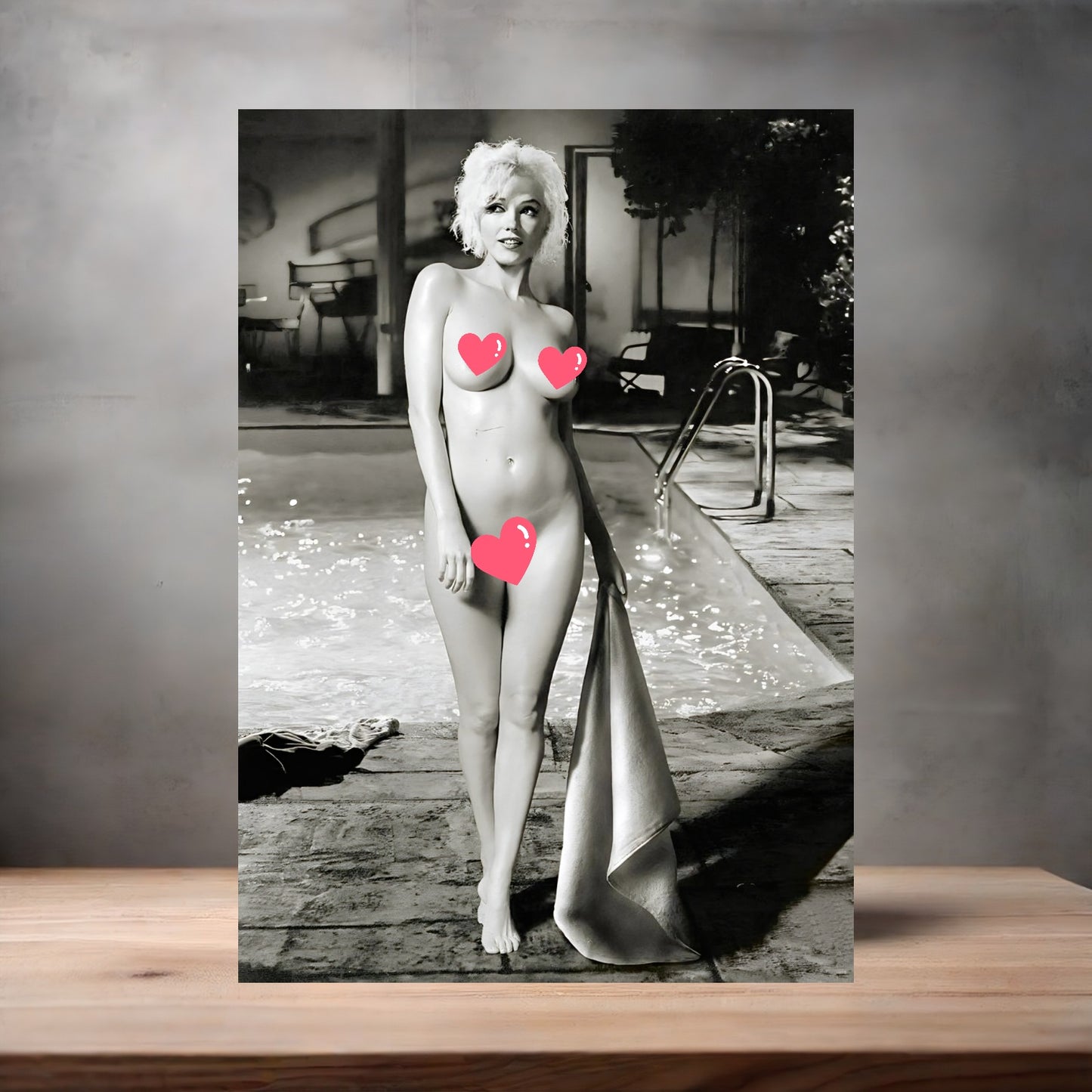 Adult Marilyn Monroe full nude poster on aluminum print. Multiple sizes available