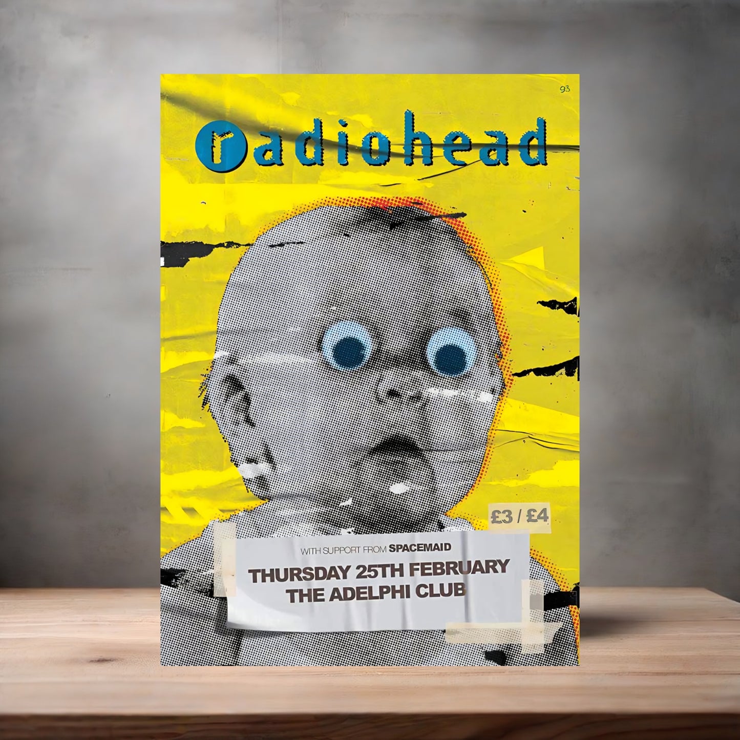 Radiohead the Adelphi Club concert poster on aluminum print. Multiple sizes available
