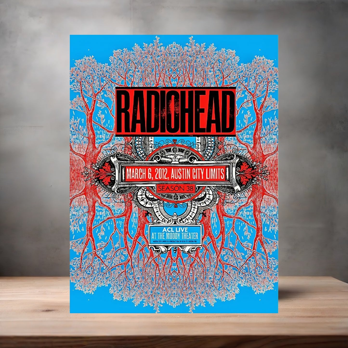 Radiohead Austin City Limits Concert poster on aluminum print. Multiple sizes available