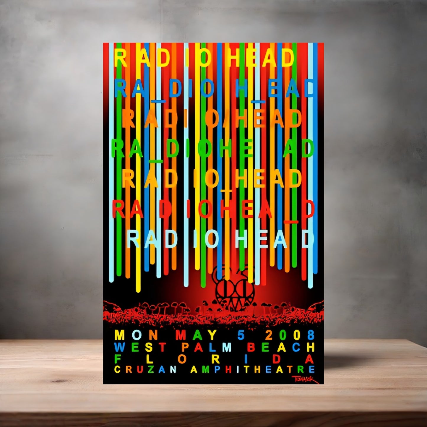 Radiohead West Palm Beach Concert poster on aluminum print. Multiple sizes available