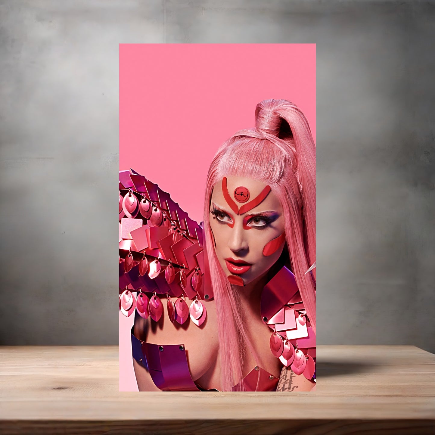Lady Gaga pink poster on aluminum print. Multiple sizes available