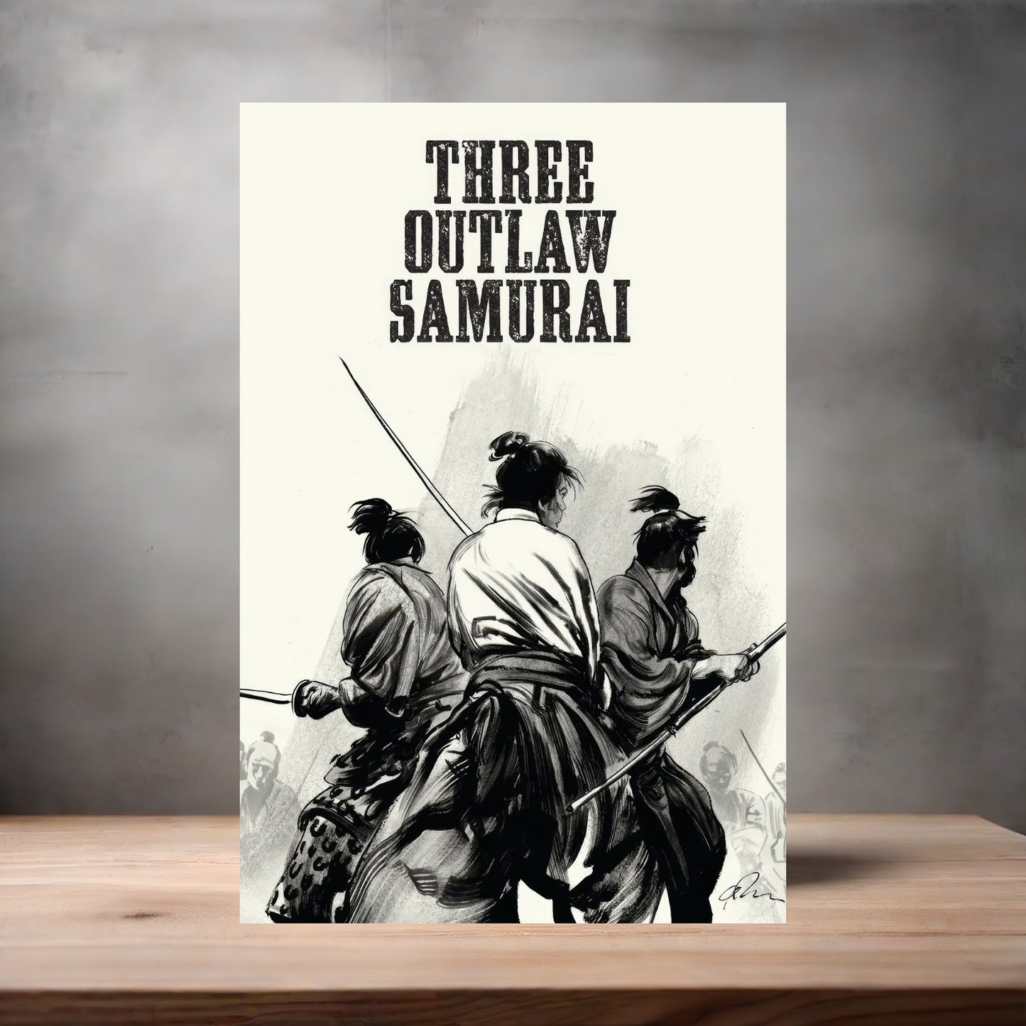 Three Outlaw Samurai movie poster on aluminum print. Multiple sizes available.