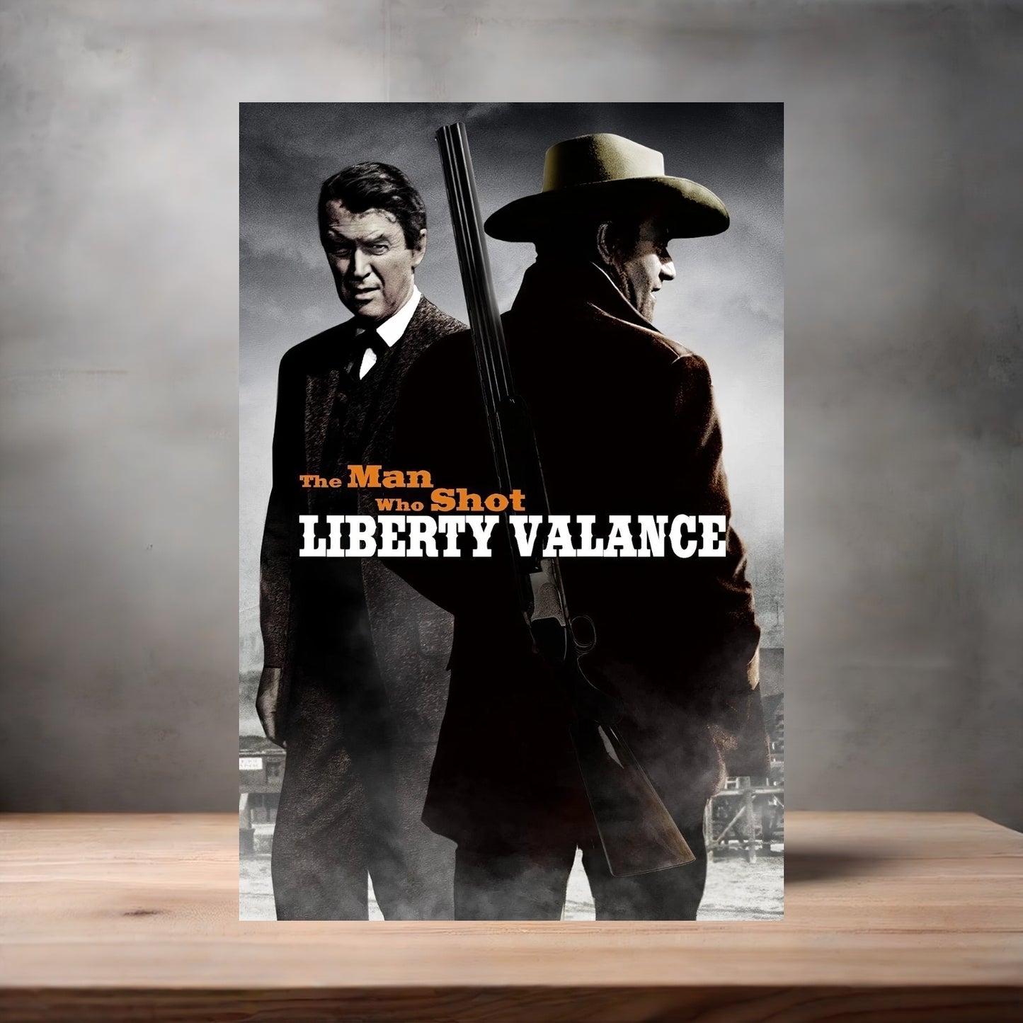 The Man Who Shot Liberty Valance movie poster on aluminum print. Multiple sizes available.