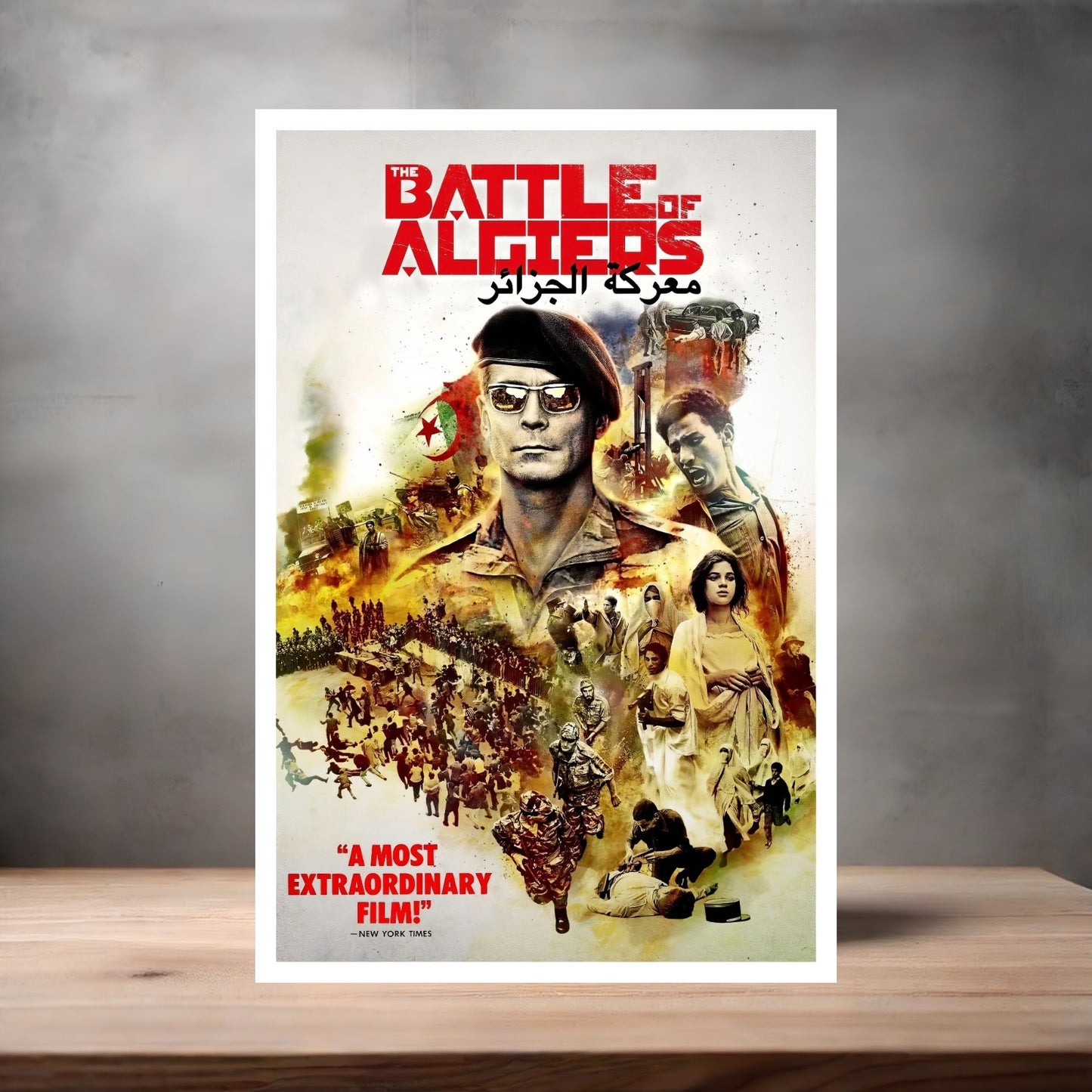 The Battle of Algiers movie poster on aluminum print. Multiple sizes available.
