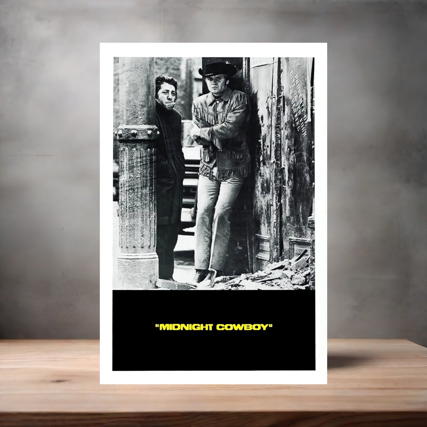 "Midnight Cowboy" movie poster on aluminum print. Multiple sizes available.