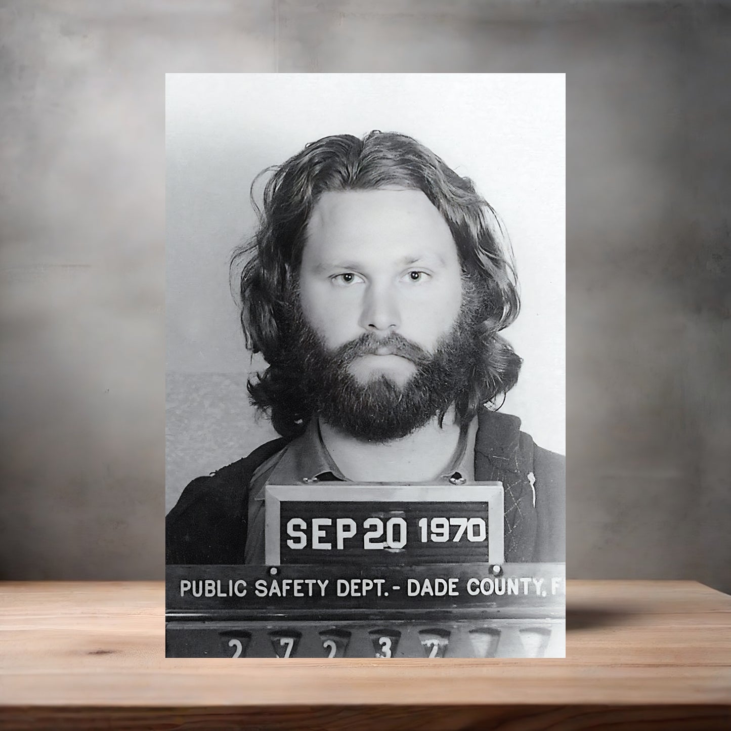 The Doors Jim Morrison mugshot poster on aluminum print. Multiple sizes available