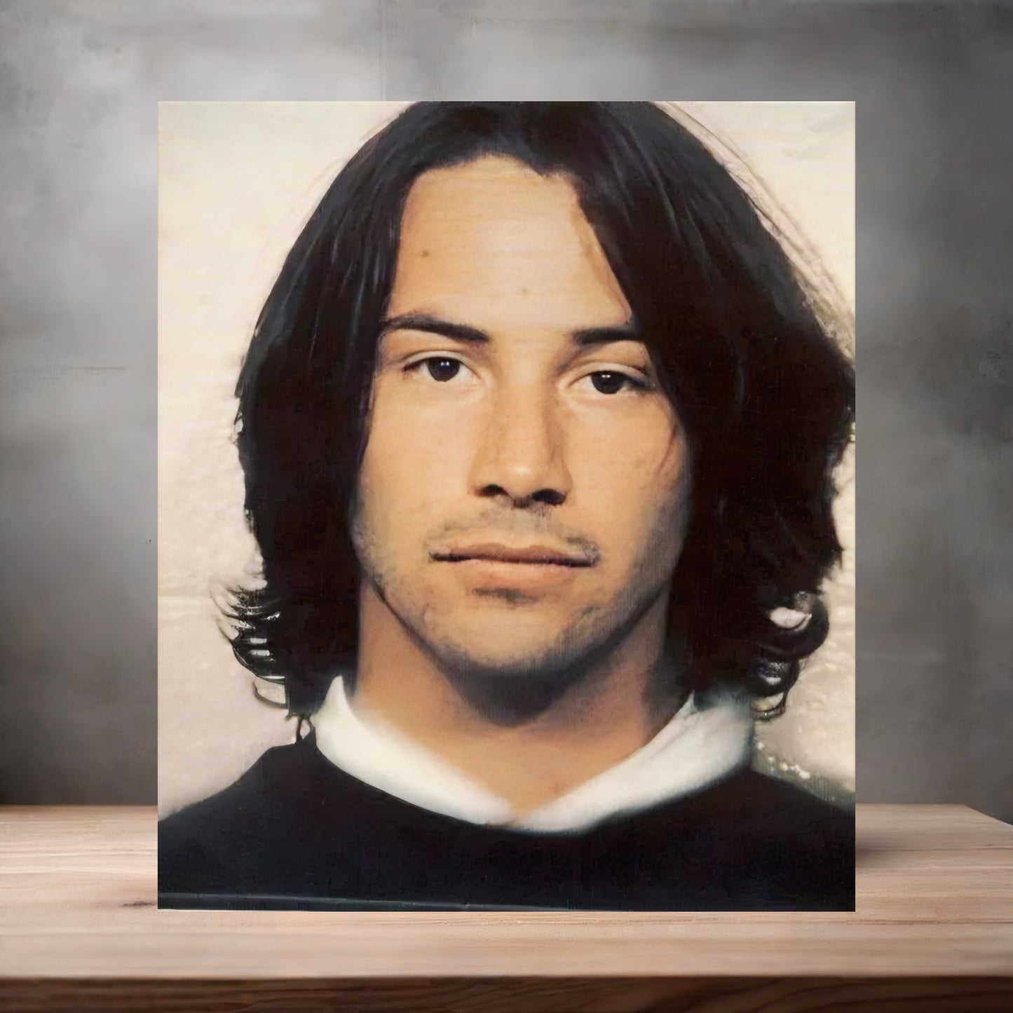 Keanu Reeves mugshot poster on aluminum print. Multiple sizes available