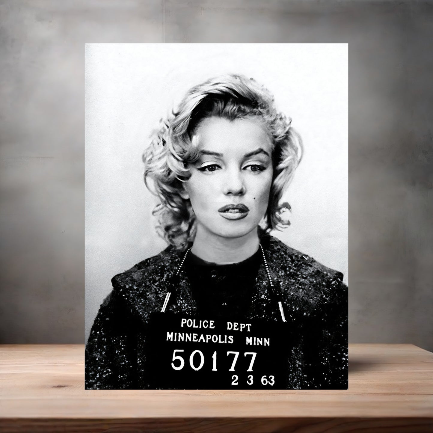 Marilyn Monroe mugshot poster on aluminum print. Multiple sizes available v2