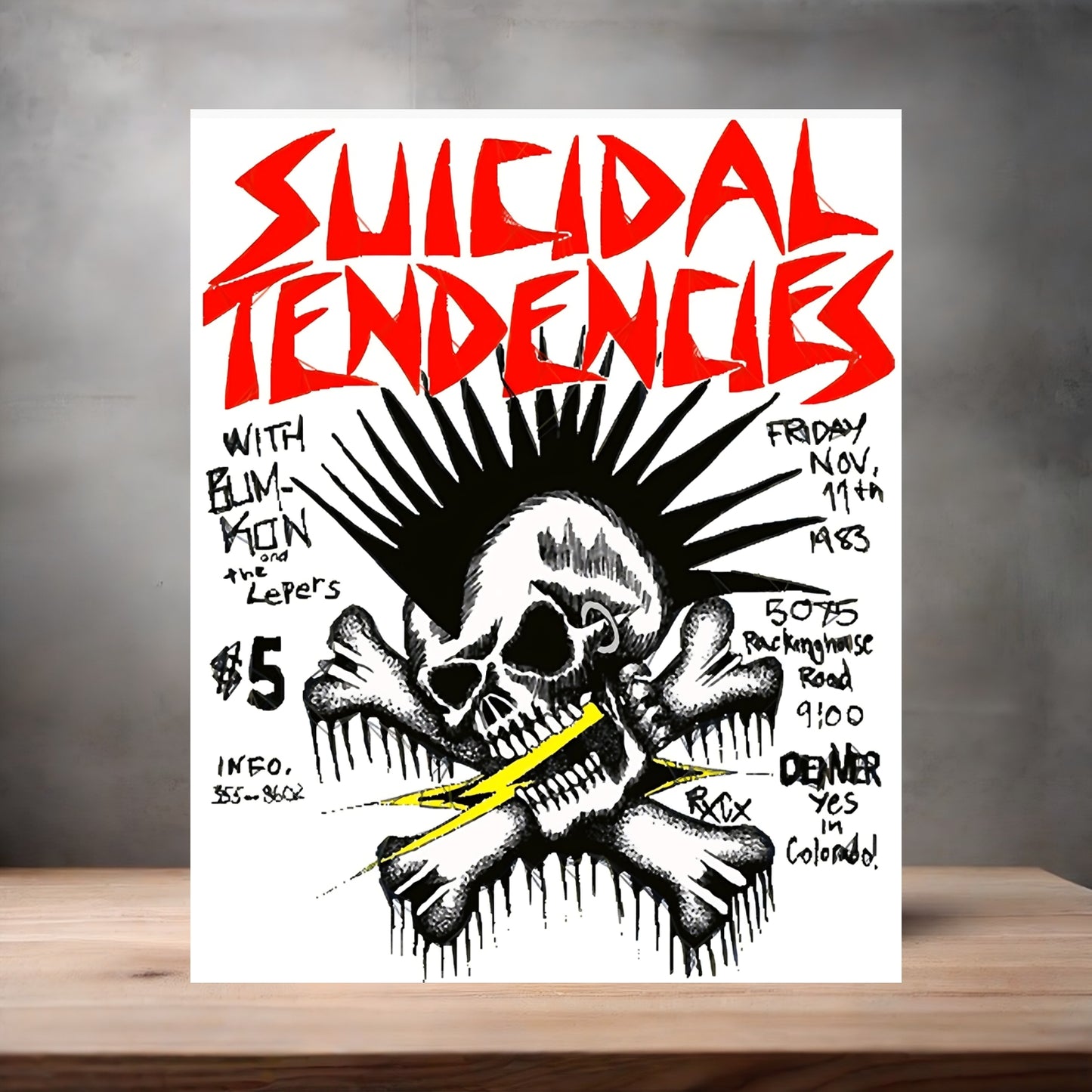 Suicidal Tendencies concert poster on aluminum print. Multiple sizes available.