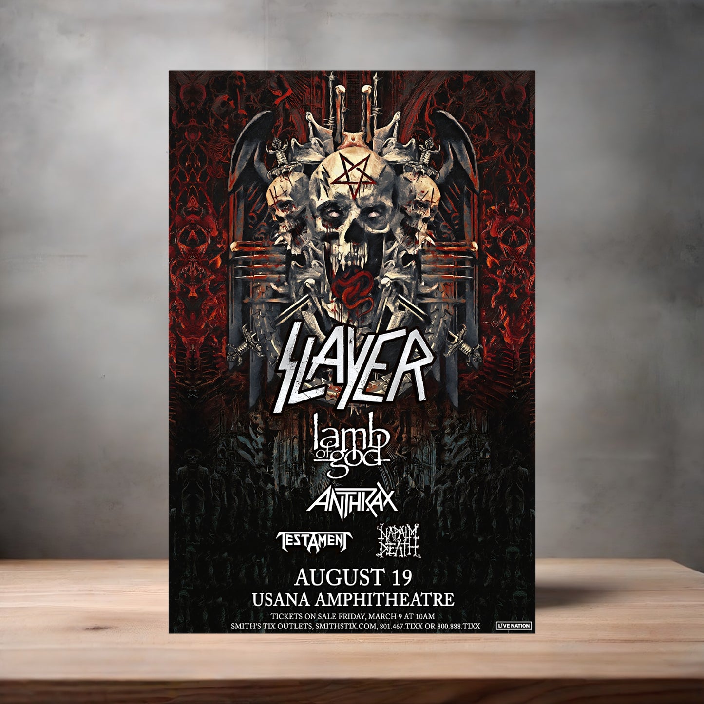 Slayer rock poster on aluminum print. Multiple sizes available. V9