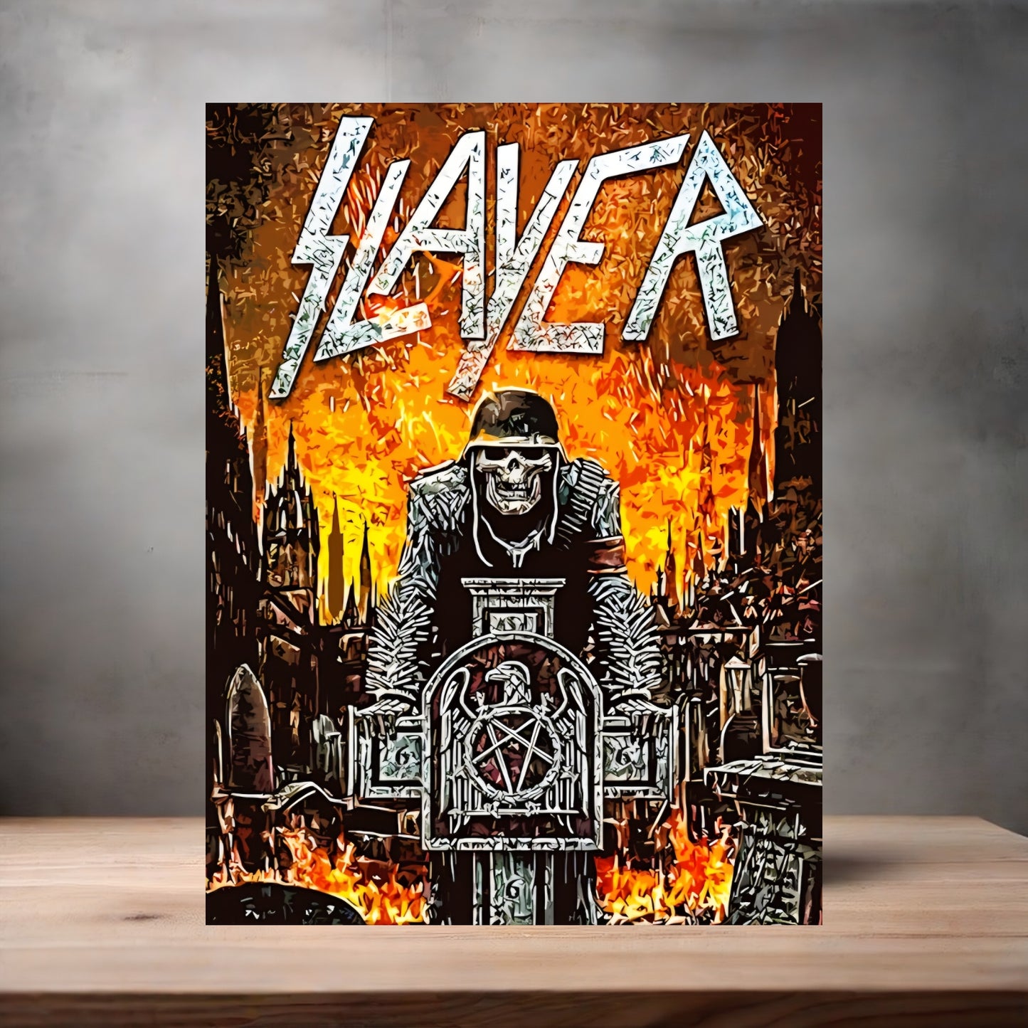 Slayer rock poster on aluminum print. Multiple sizes available. V2