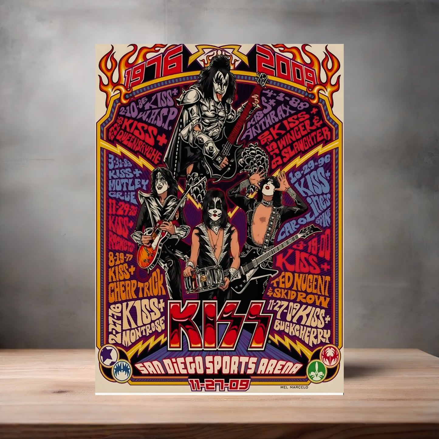 Kiss at San Diego Sports Arena poster on aluminum print. Multiple sizes available.
