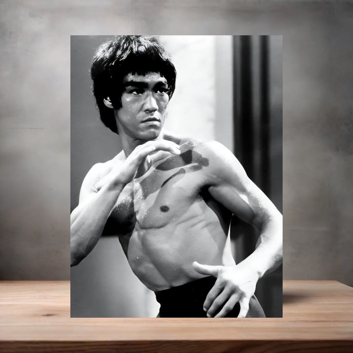 Bruce Lee black and white poster on aluminum print. Multiple sizes available. v2
