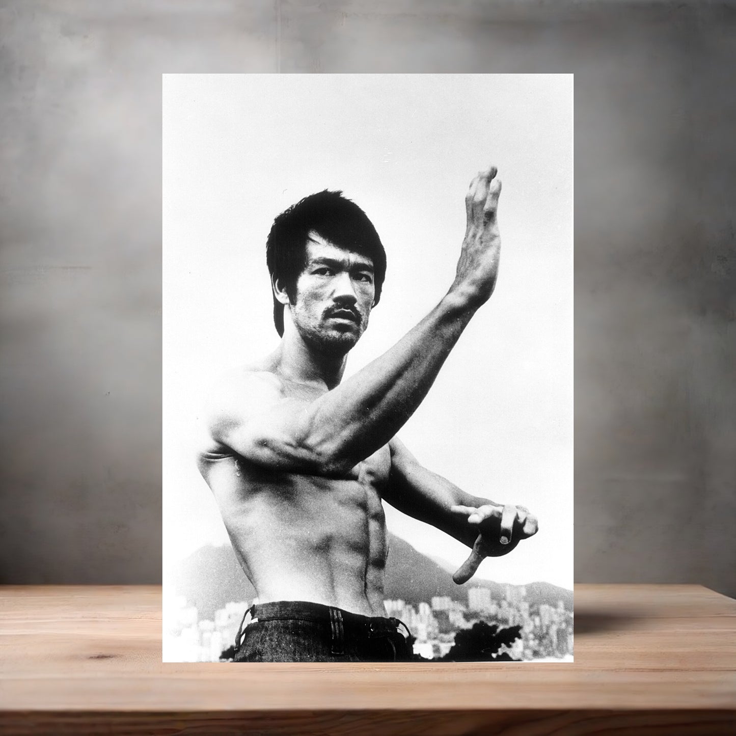 Bruce Lee black and white poster on aluminum print. Multiple sizes available.